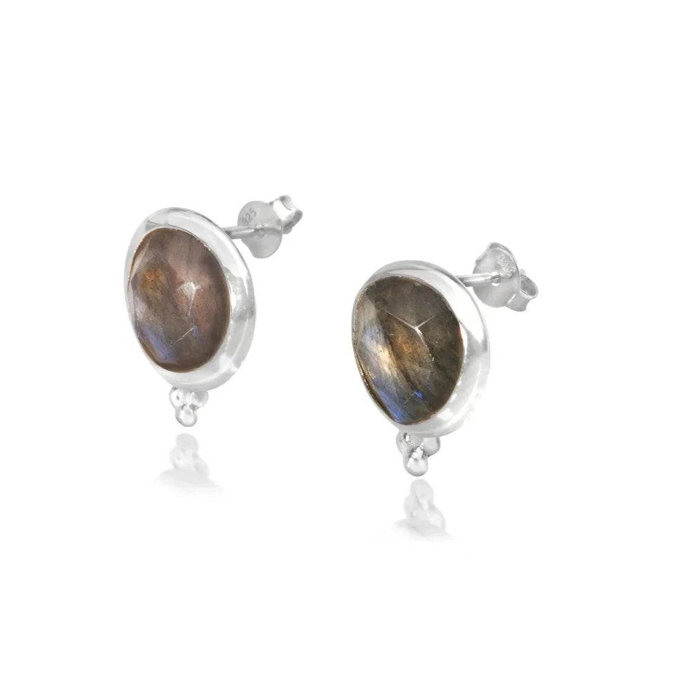Labradorite 'You Are Loved' Stud Earrings In Sterling Silver