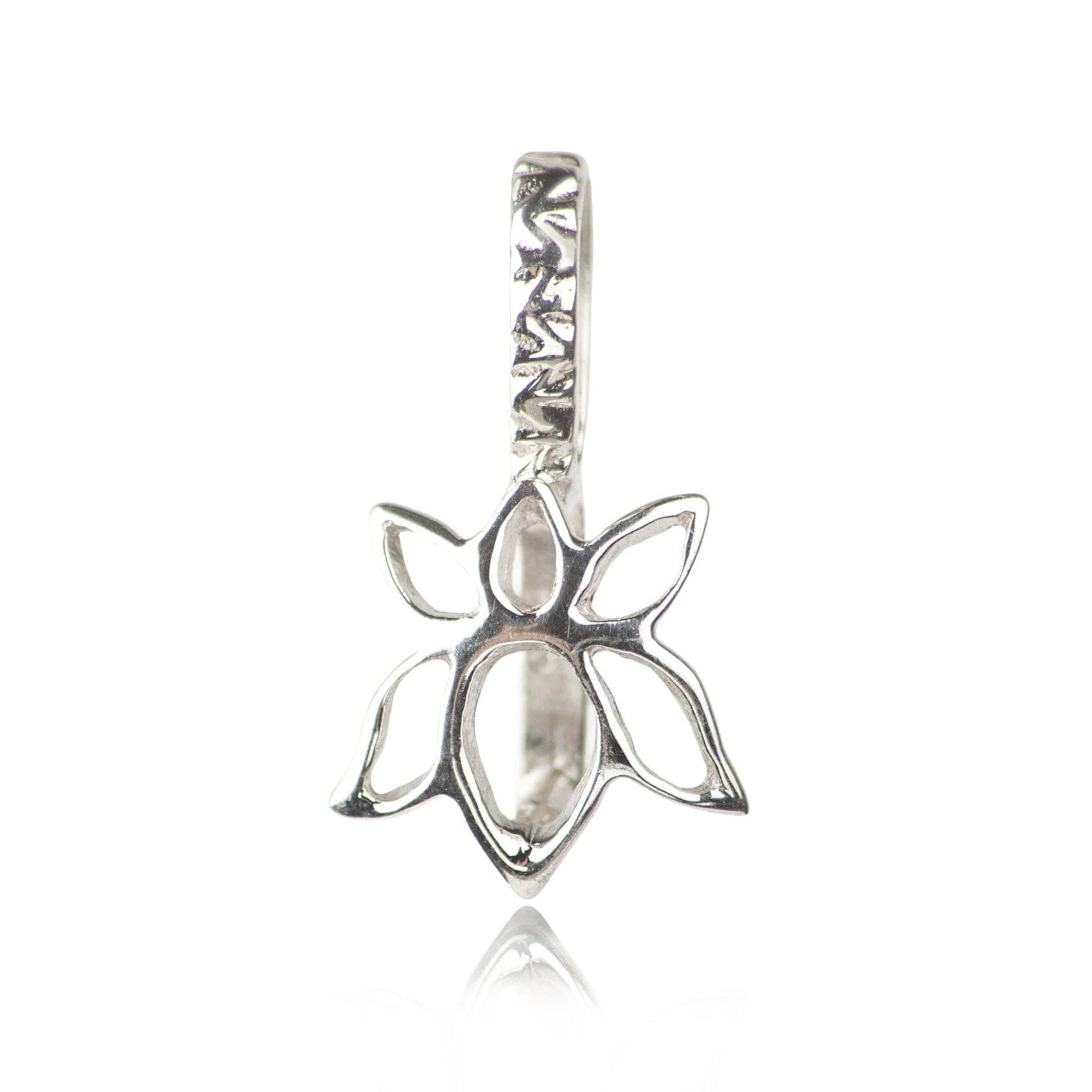 Lotus Flower Pendant Pinch Bail in Sterling silver