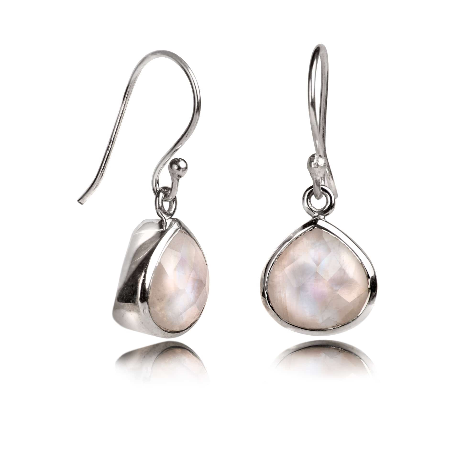 Pear-Shaped Moonstone Earrings in Sterling Silver