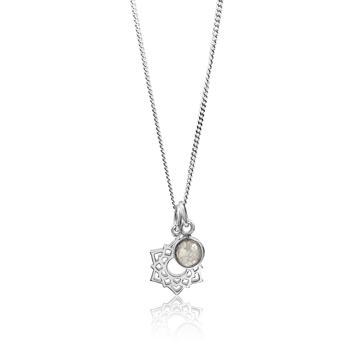 Crown Chakra/Sahastrara Charm Necklace In Sterling Silver - Moonstone