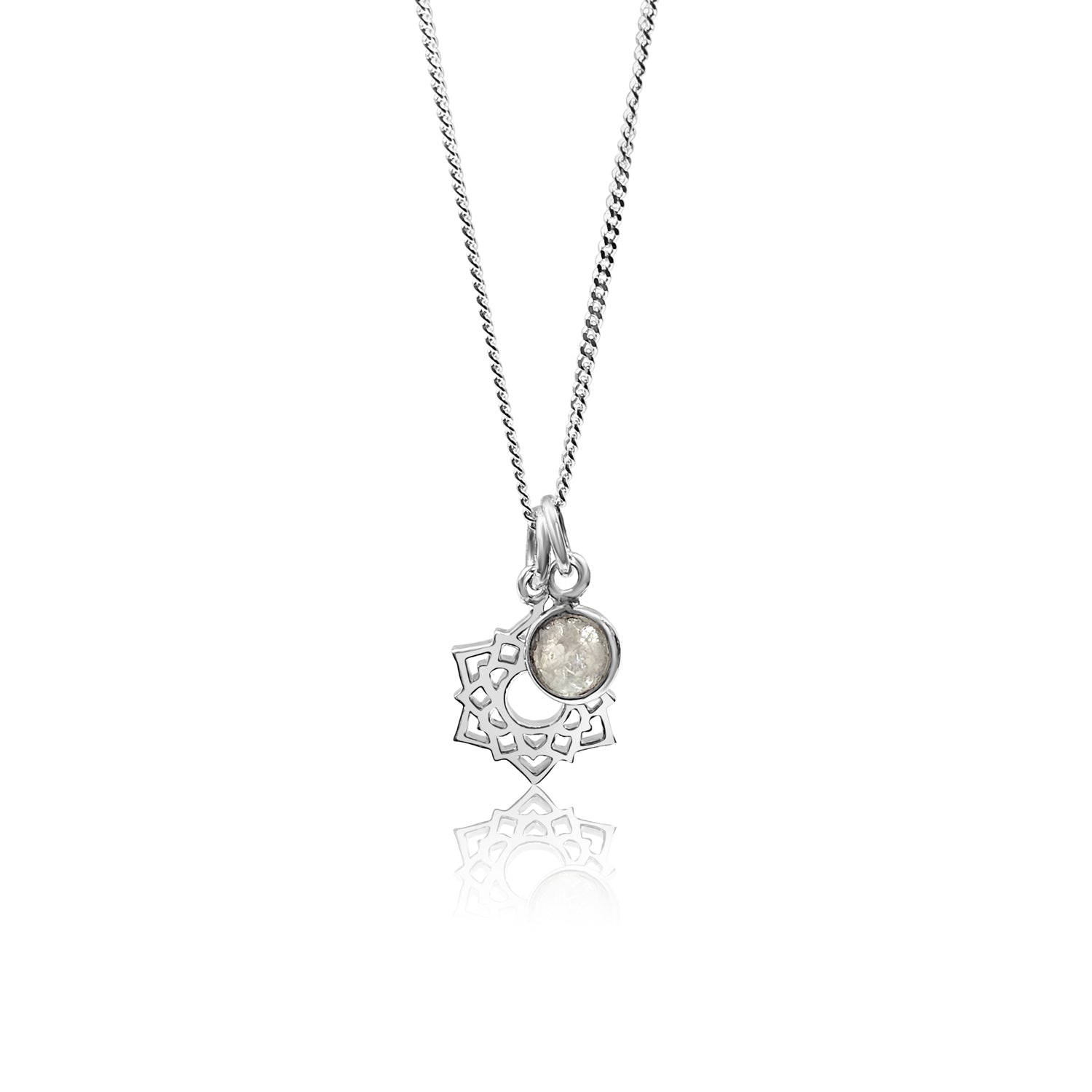 Crown Chakra/Sahastrara Charm Necklace In Sterling Silver - Moonstone