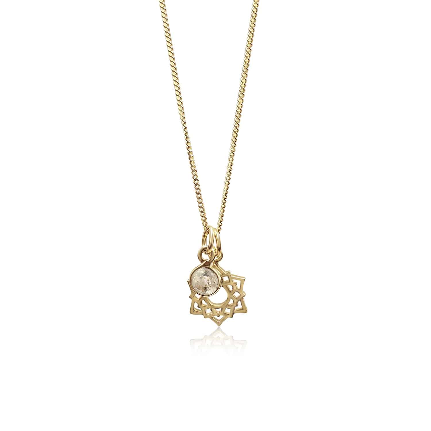 Crown Chakra/Sahastrara Charm Necklace In Gold Vermeil- Moonstone