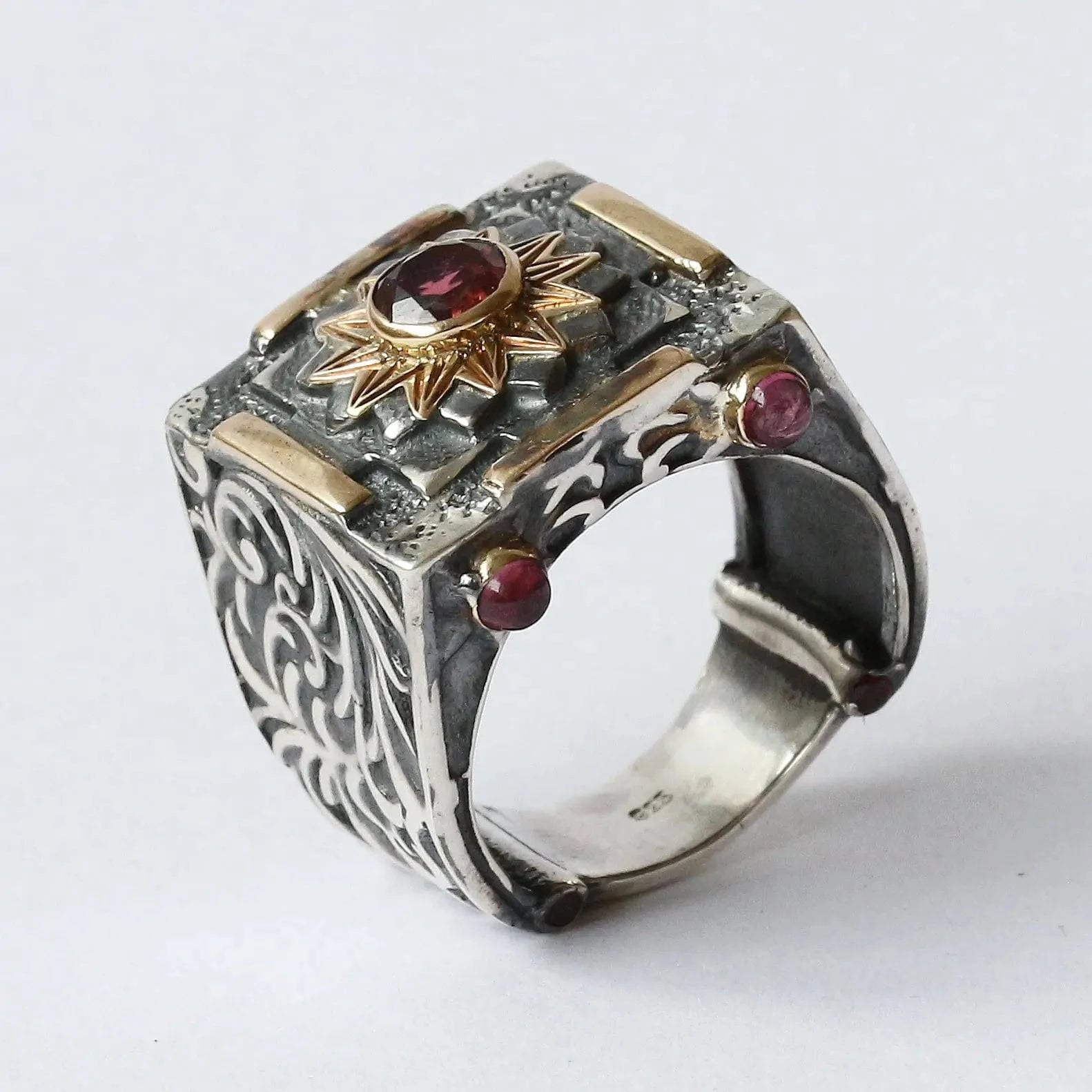 Mystic Royal Mandala Ring with Faceted Pink Tourmaline