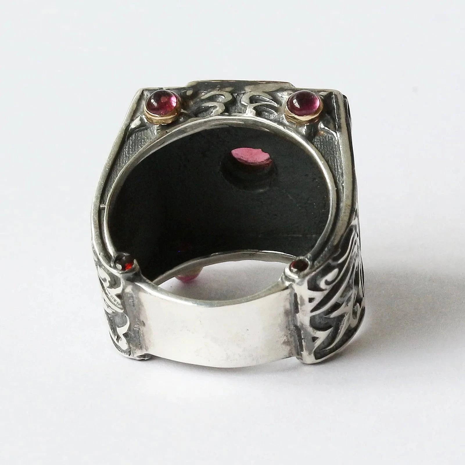 Mystic Royal Mandala Ring with Faceted Pink Tourmaline