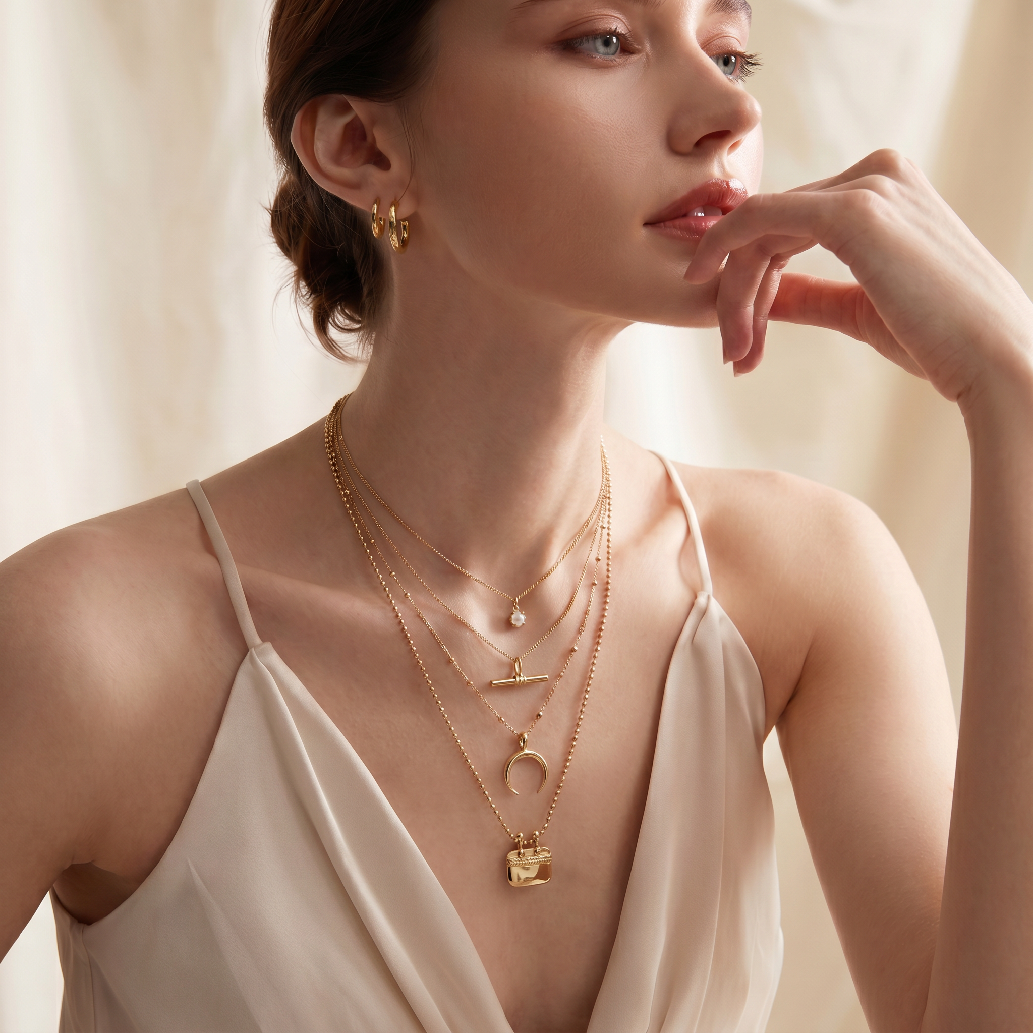 Ether Loop Charm Necklace In Gold Vermeil