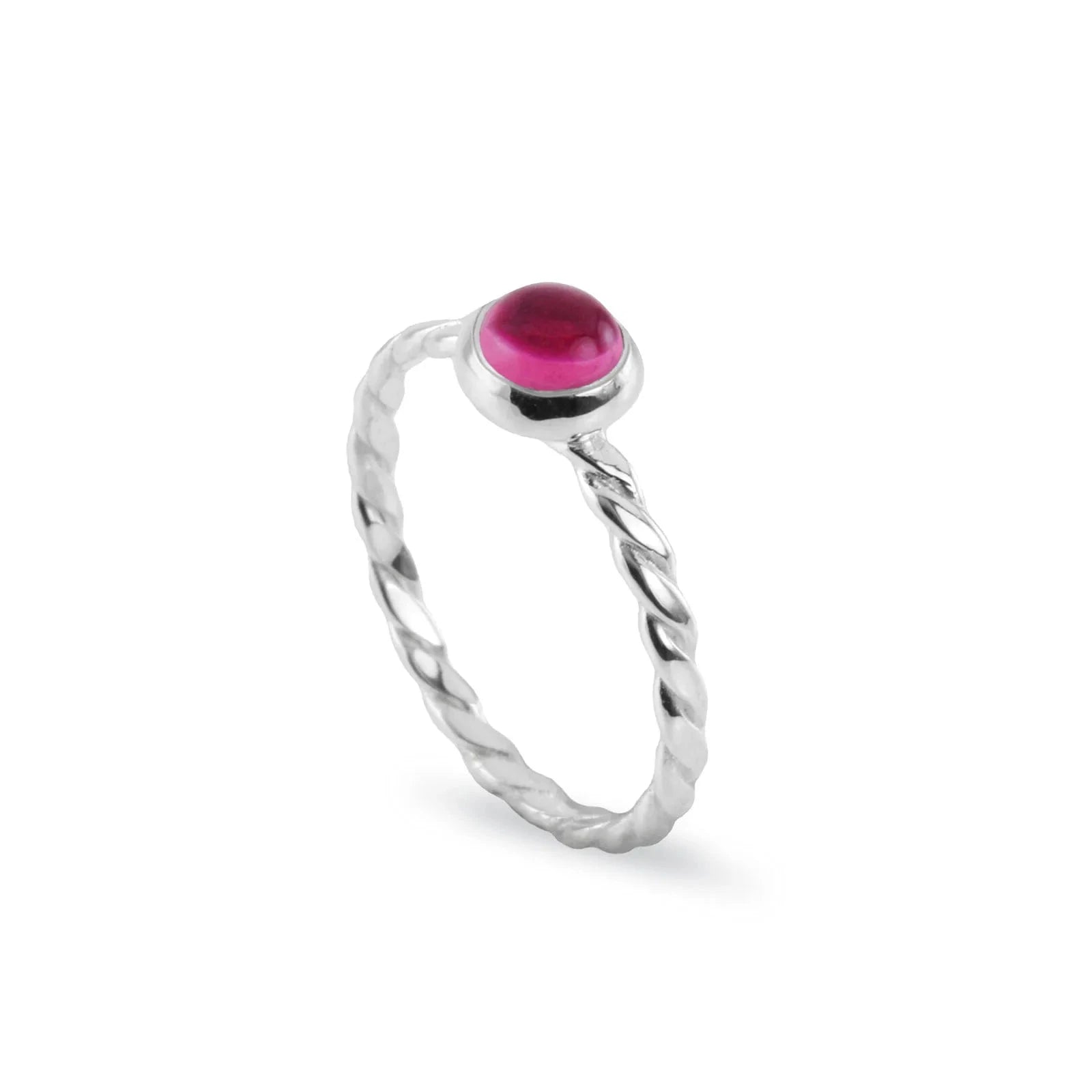 October Birthstone Ring with Pink Tourmaline Gemstone in Silver