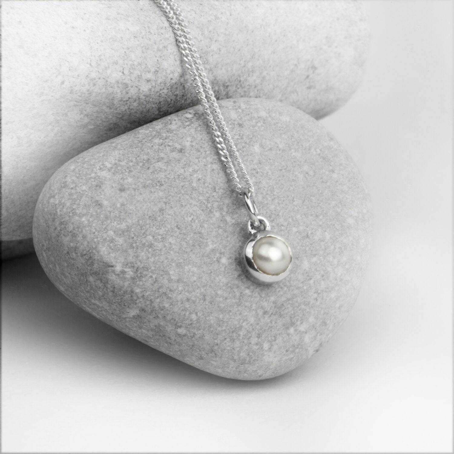 June Birthstone Jewellery Set with Pearls - Studs and Pendant Necklace