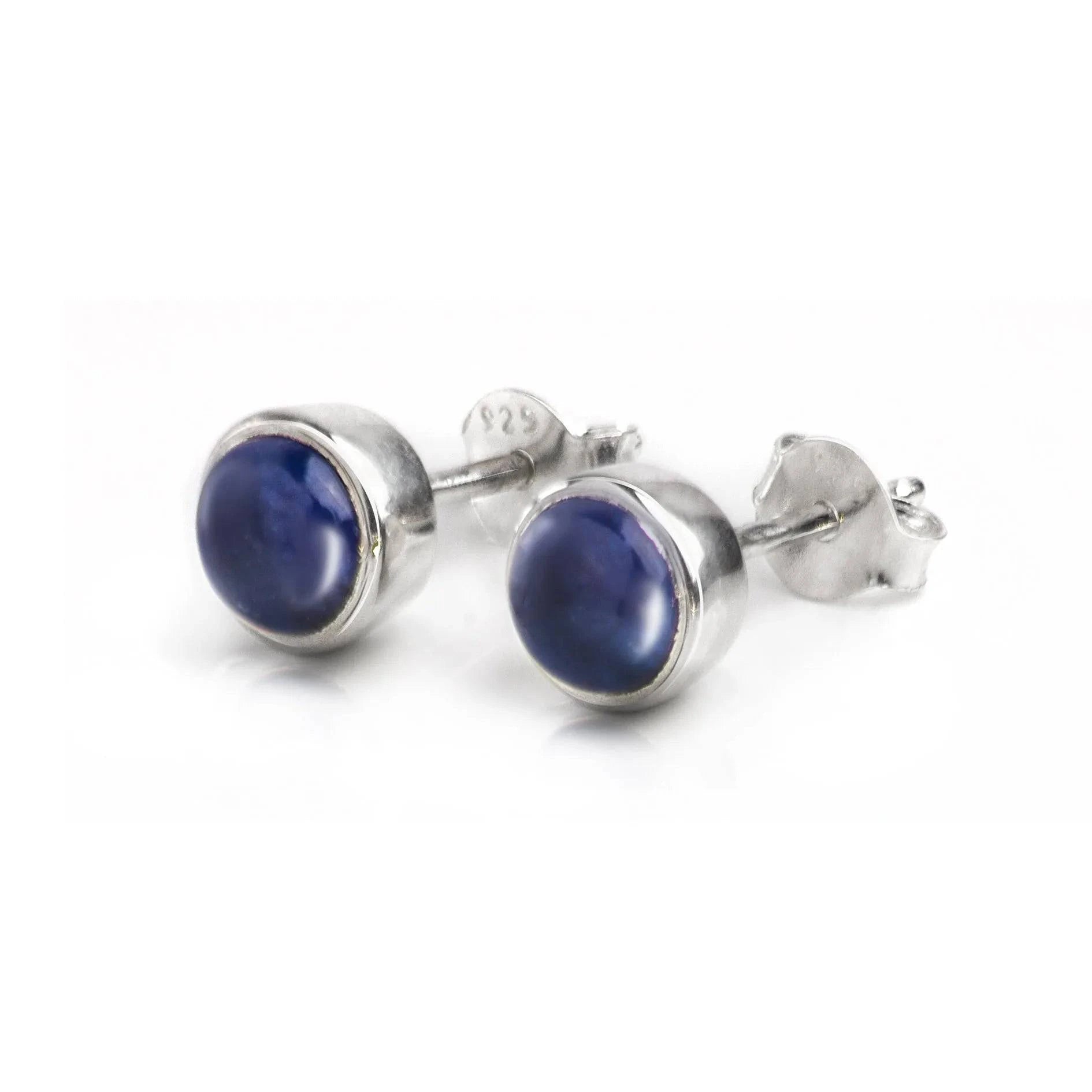 September Birthstone Earrings Studs - Blue Sapphire in Sterling Silver