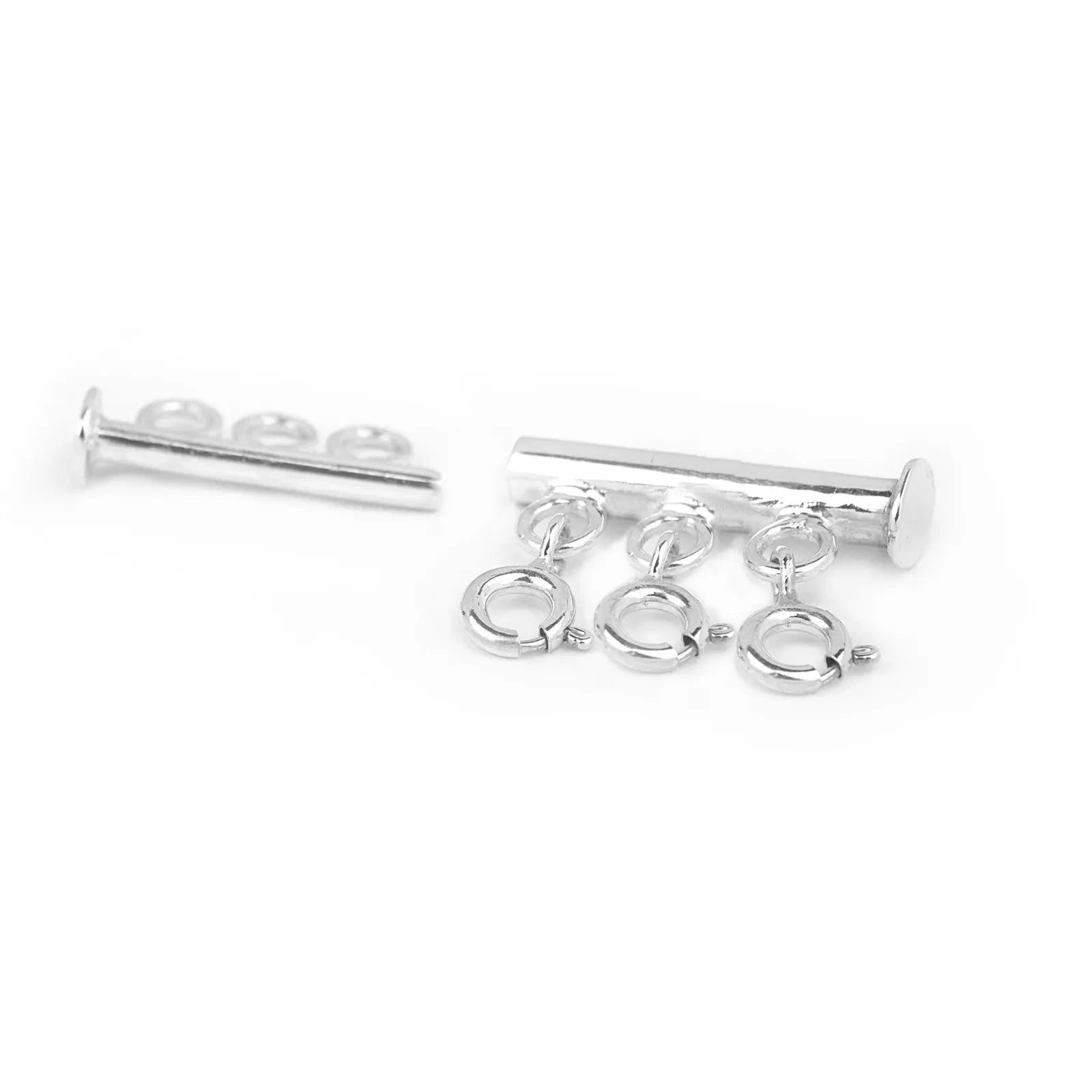 3 Row Ring Bolt Slider Clasp in Sterling Silver