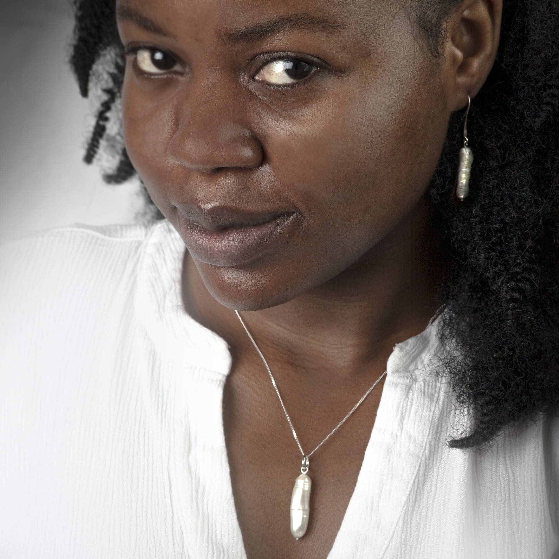 Thick Biwa Pearl Jewellery Set in Sterling Silver