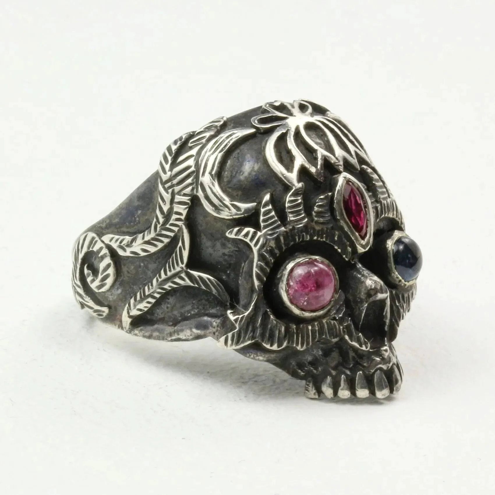 Mystic Third Eye Ring with Ruby Garnet and Iolite in Sterling Silver