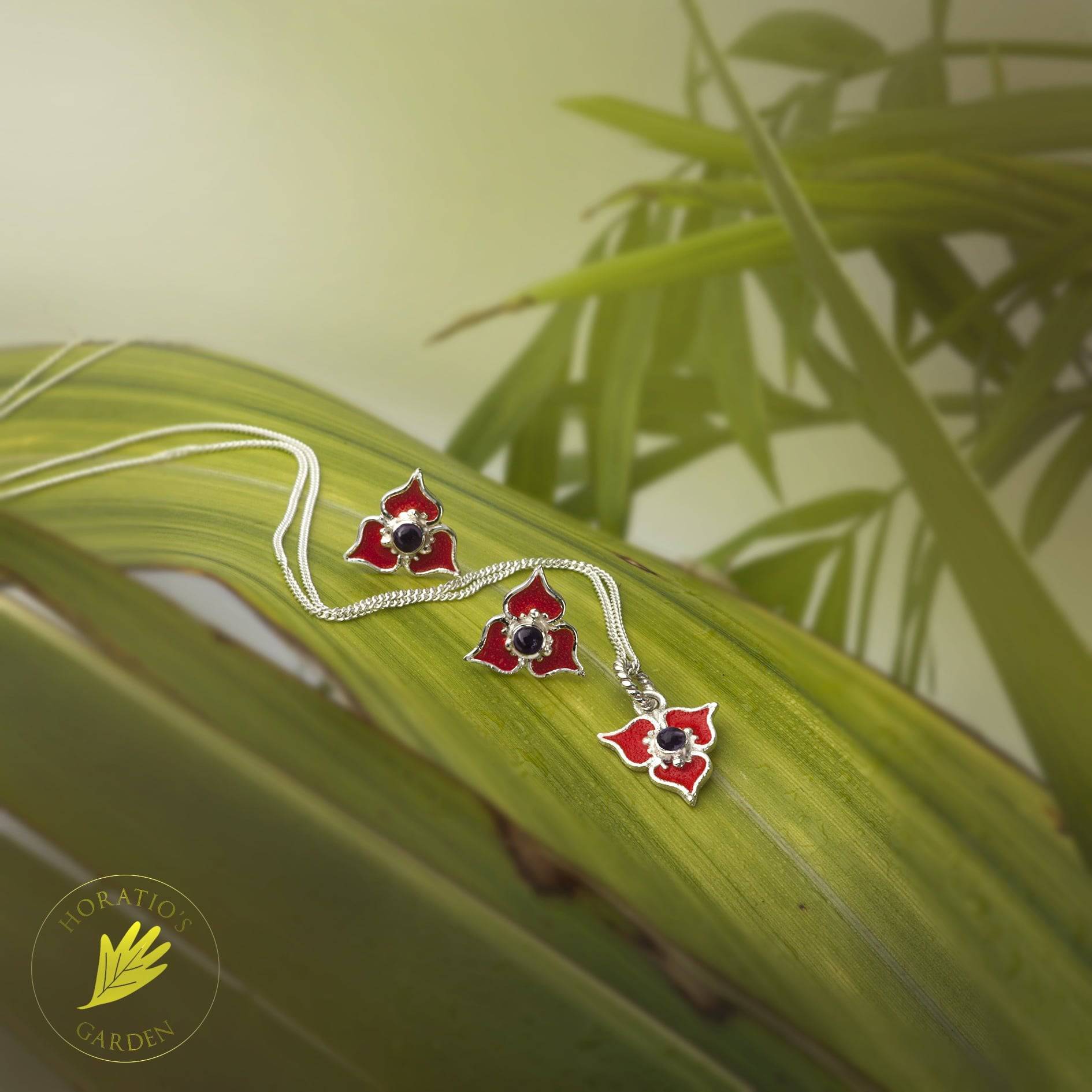 Poinsettia (Christmas flower) Jewellery Set in Sterling Silver