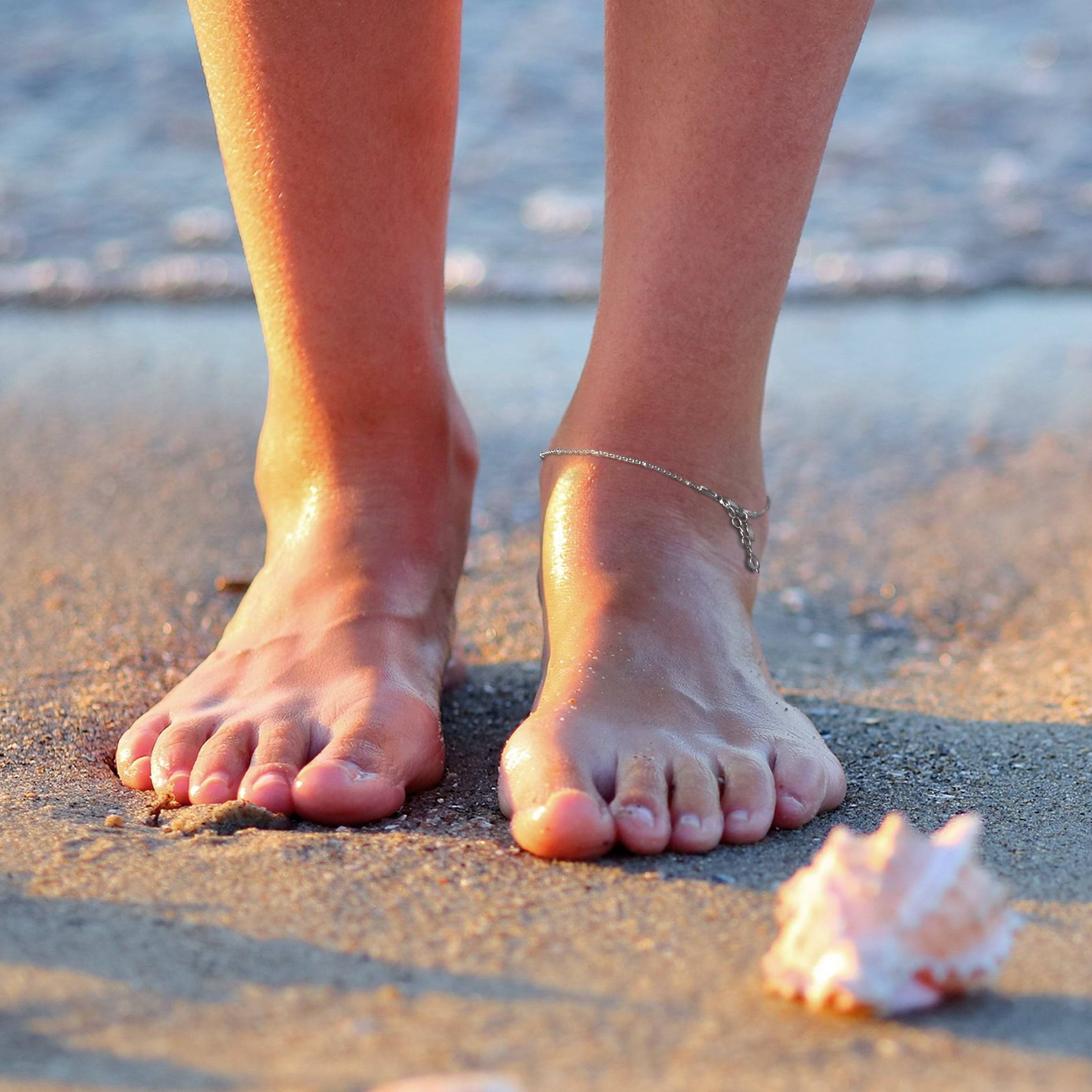 Satellite Chain Anklet in Sterling Silver and Gold Vermeil