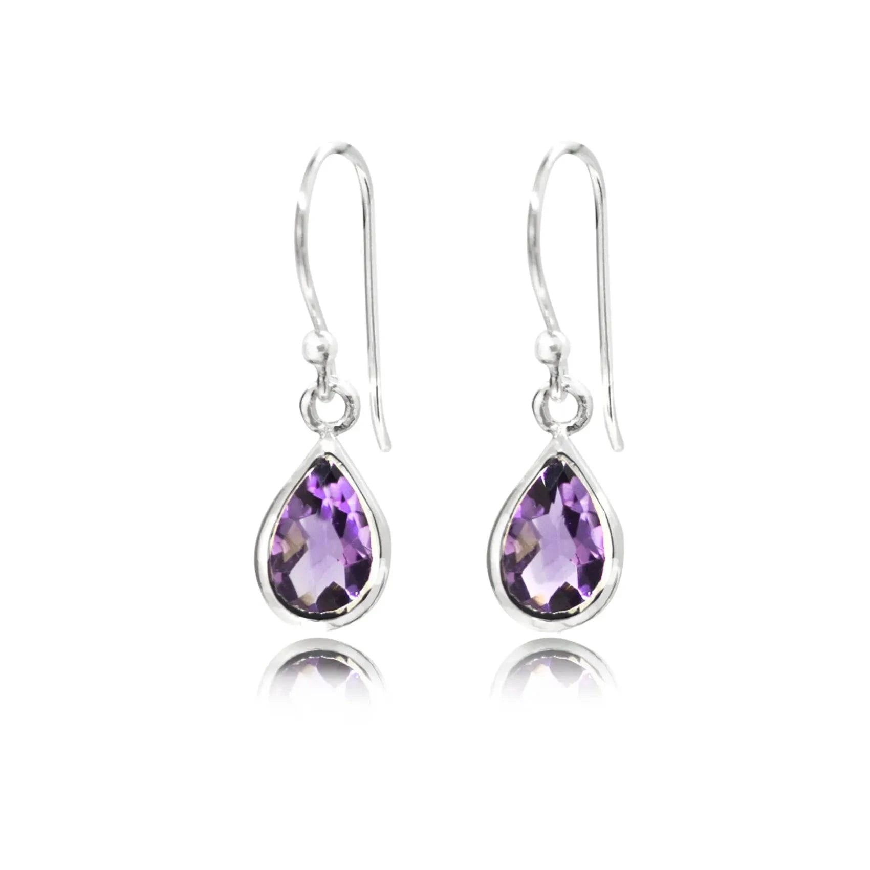 Faceted Amethyst Teardrop/dangle earrings in sterling silver