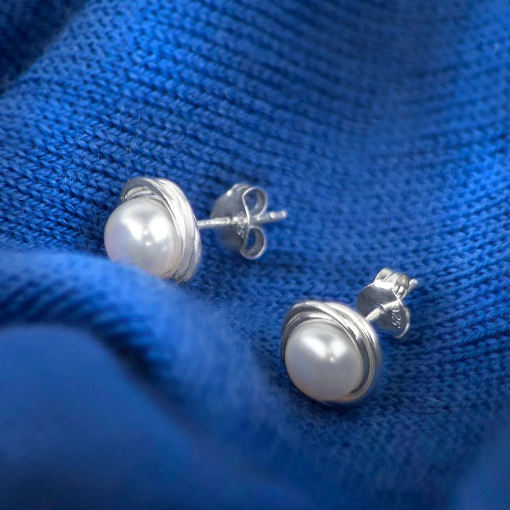 Elegant Fresh Water Pearl Studs in 925 Sterling Silver