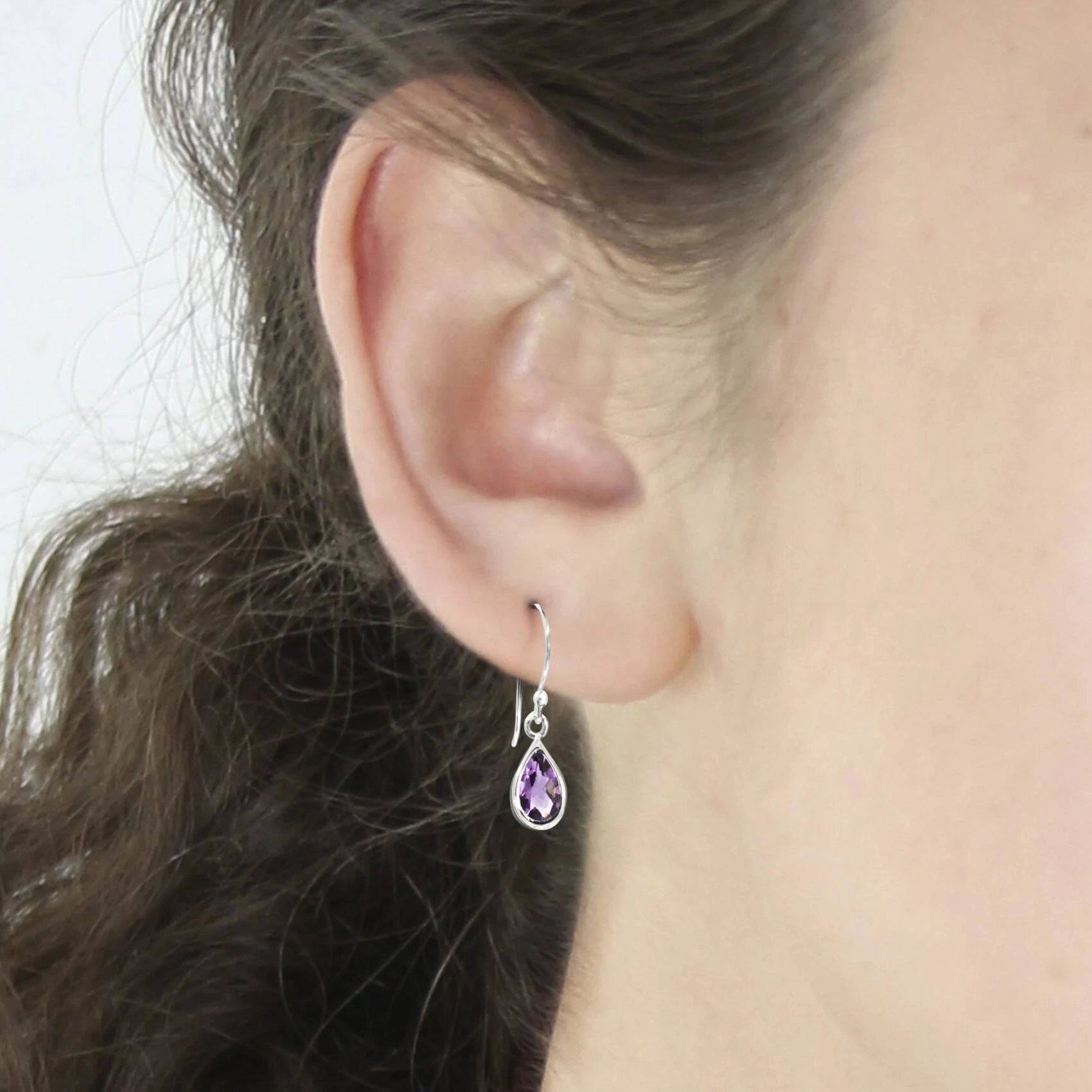 Faceted Amethyst Teardrop/dangle earrings in sterling silver