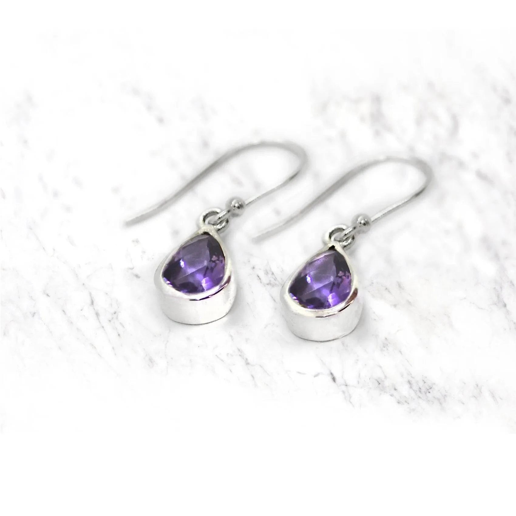 Faceted Amethyst Teardrop/dangle earrings in sterling silver