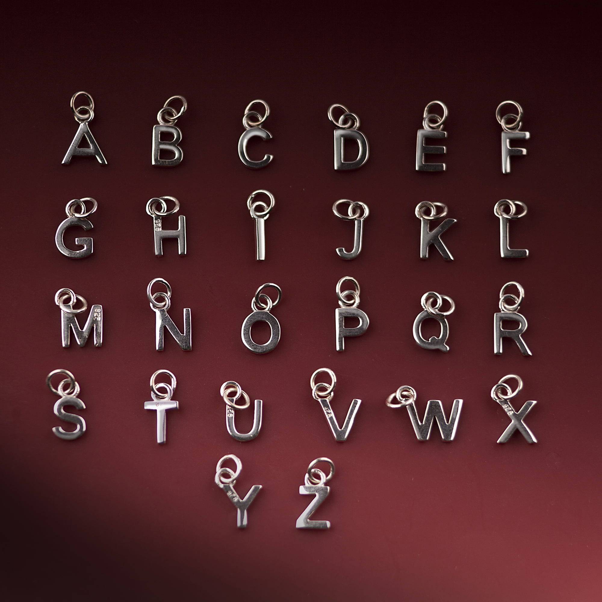 big silver alphabet charms A to Z