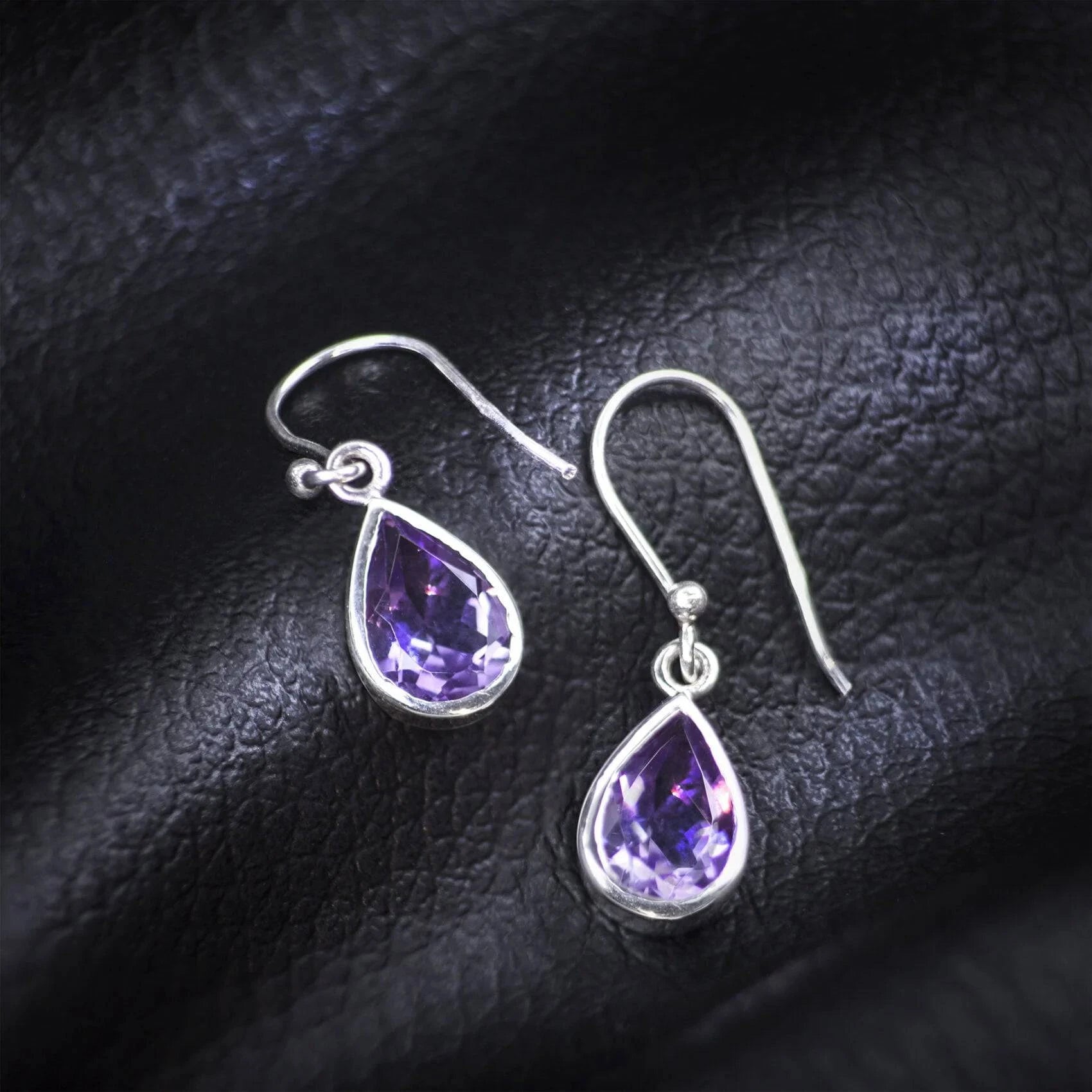 Faceted Amethyst Teardrop/dangle earrings in sterling silver