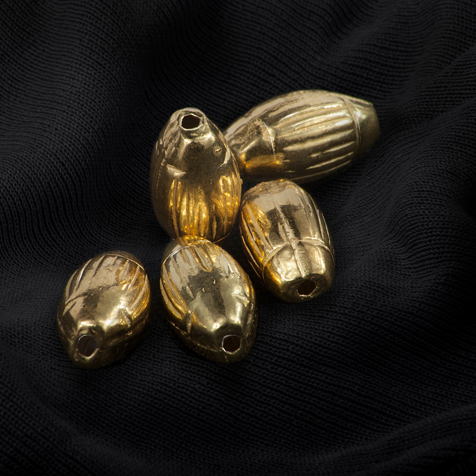 Oval Corrugated Spacer Beads in Gold Vermeil