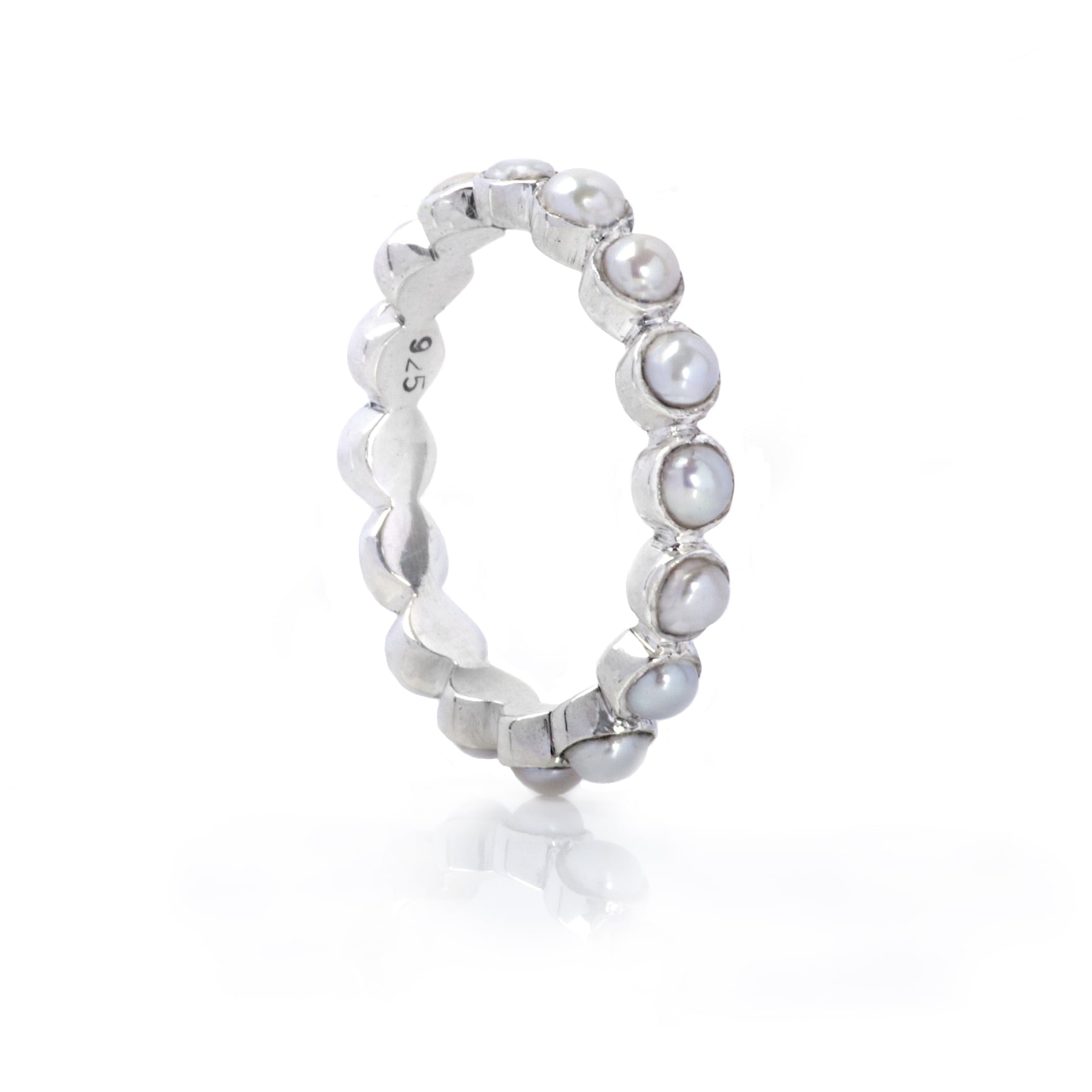Pearls Band Ring in Sterling Silver