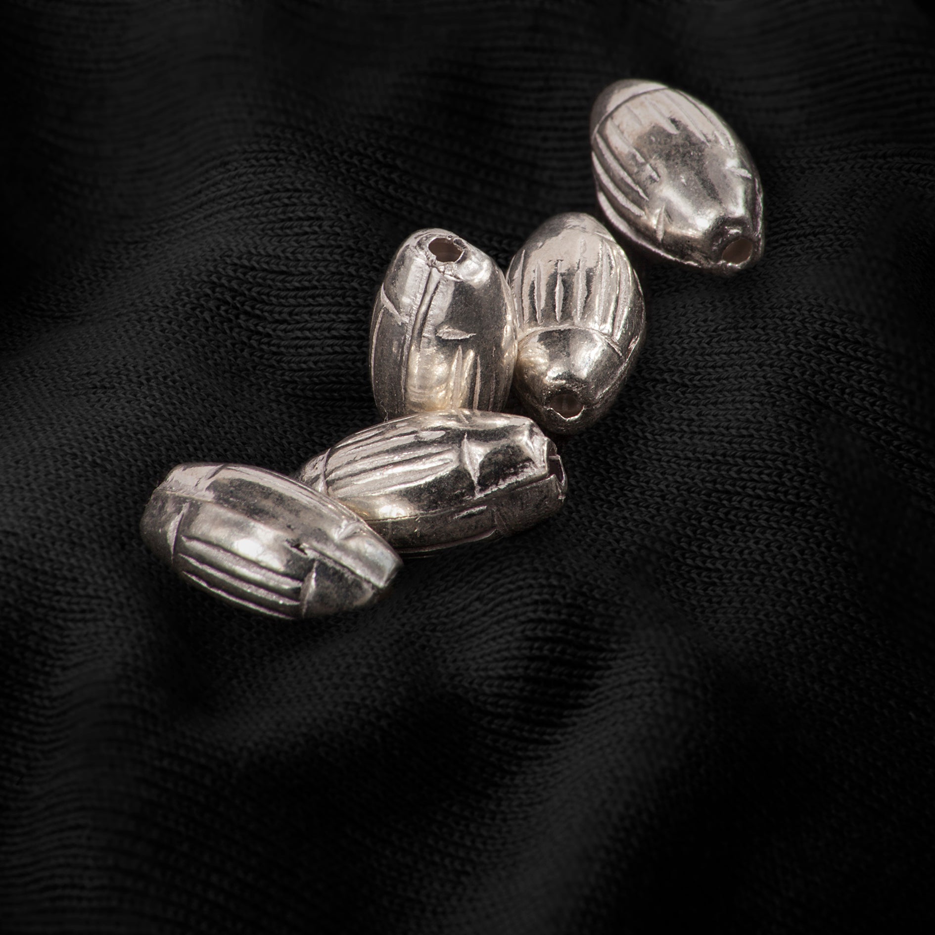Oval Corrugated Spacer Beads in Sterling Silver