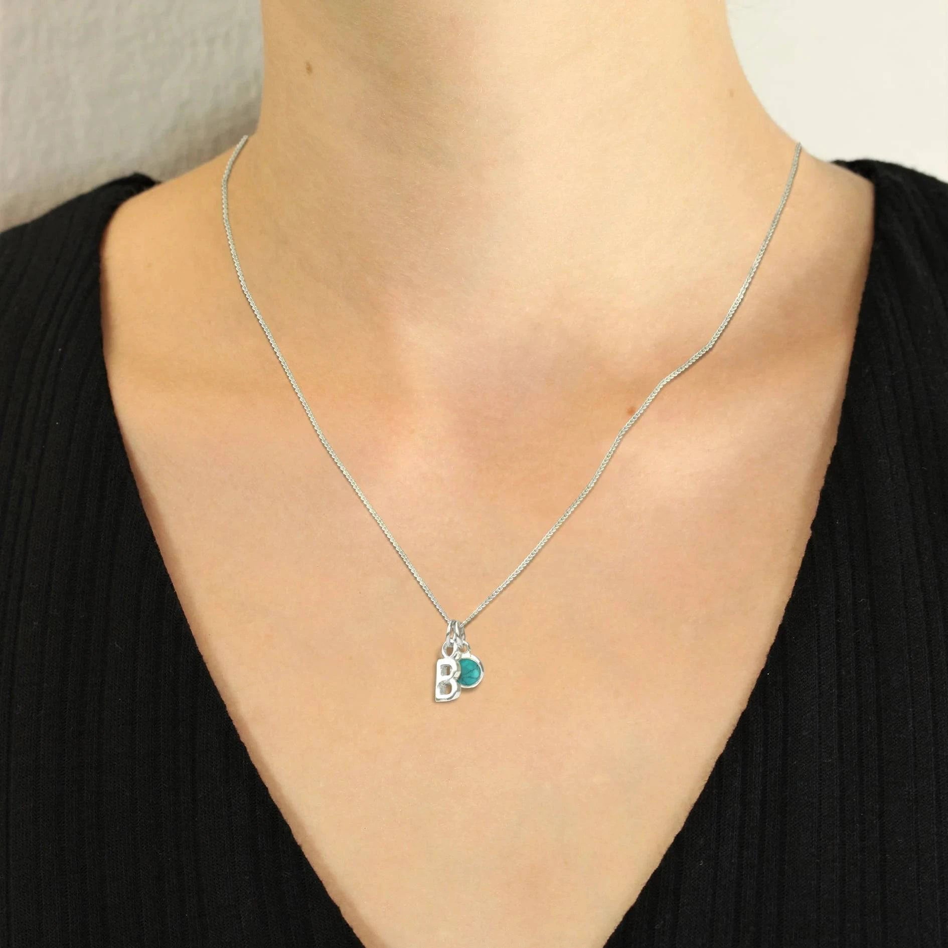 April Birthstone Necklace - Crystal Gemstone Charm in Sterling Silver