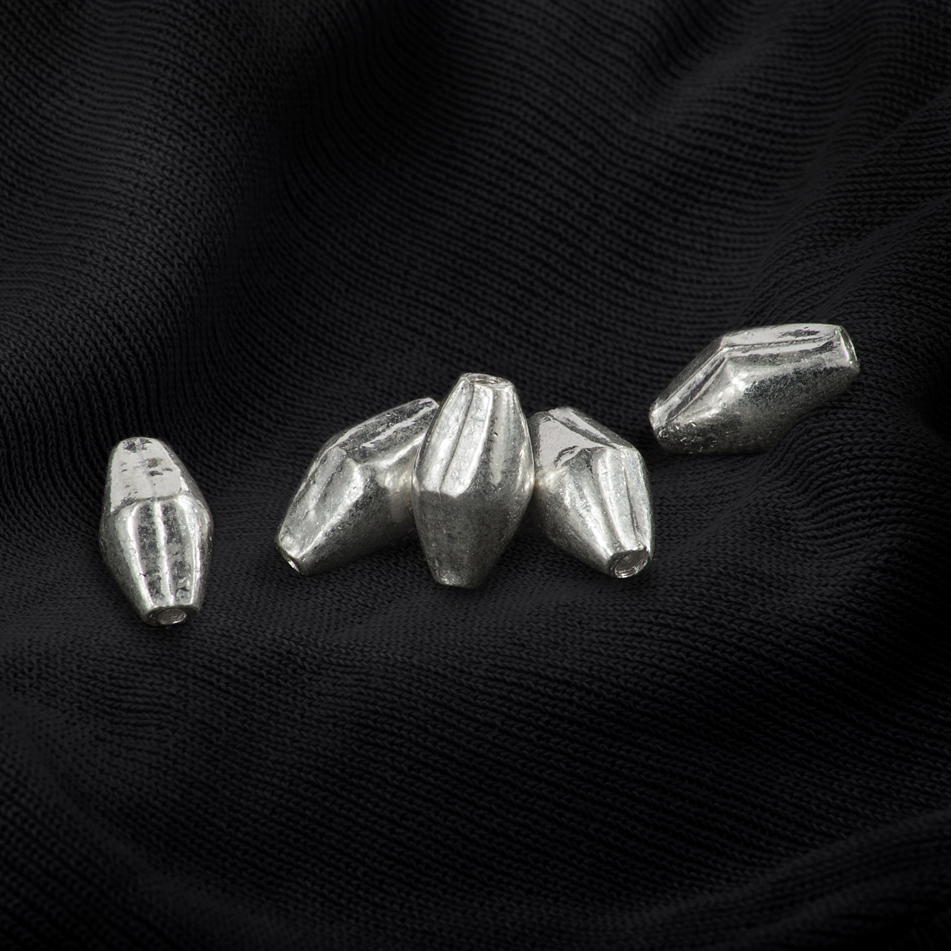 Small Dholki Spacer Beads in Sterling Silver