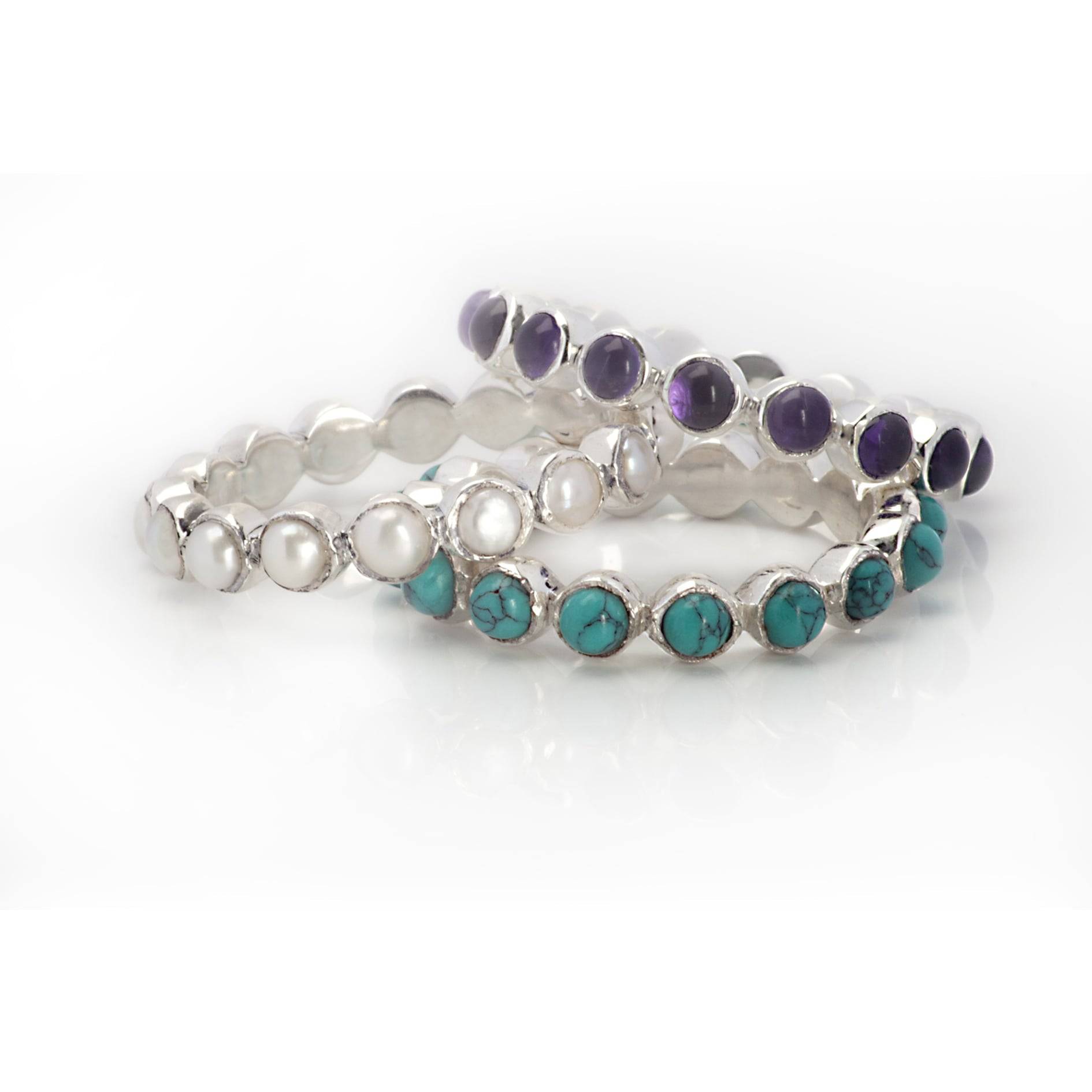 Pearls Band Ring in Sterling Silver