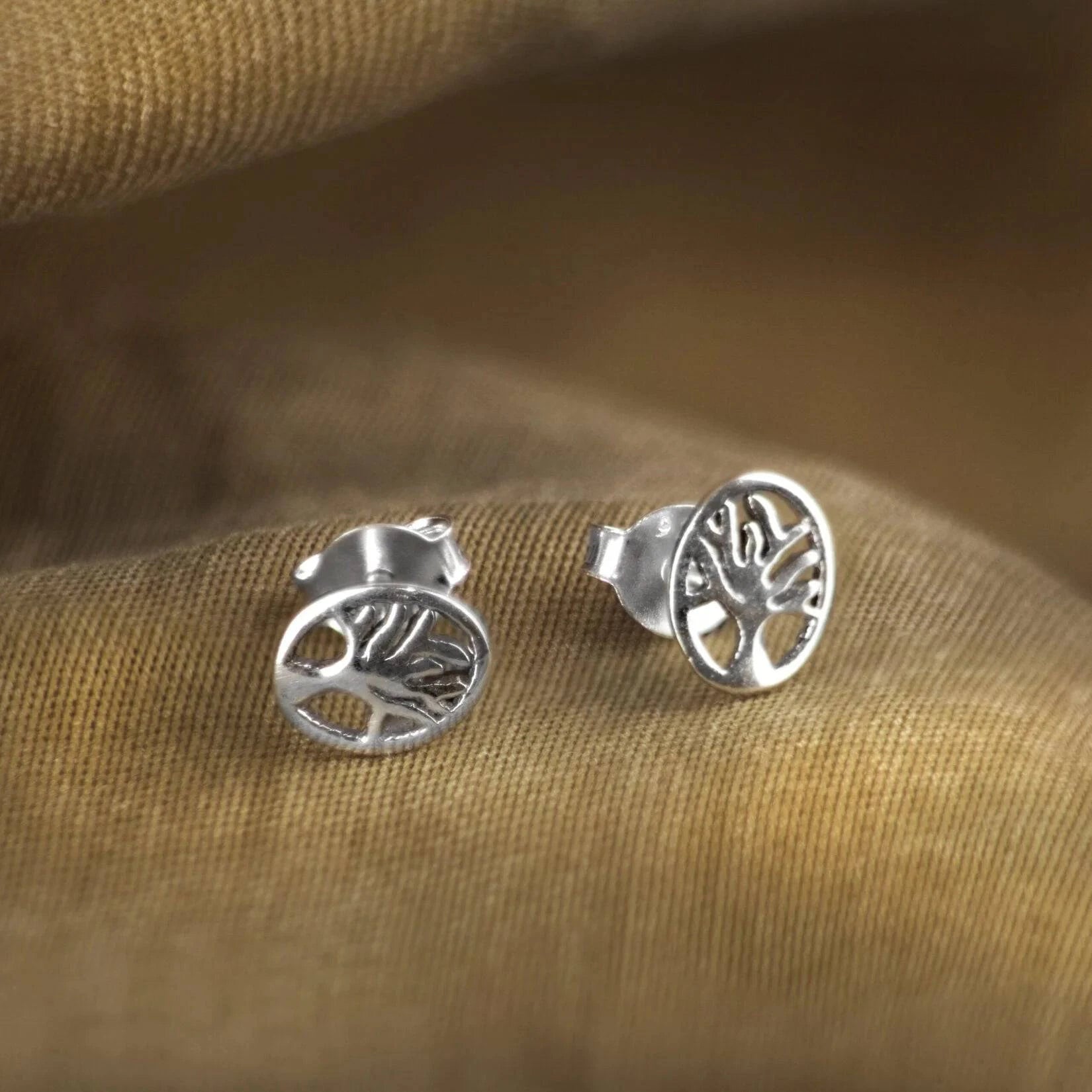 Tree of Life Studs with Butterfly Fastening in Sterling Silver