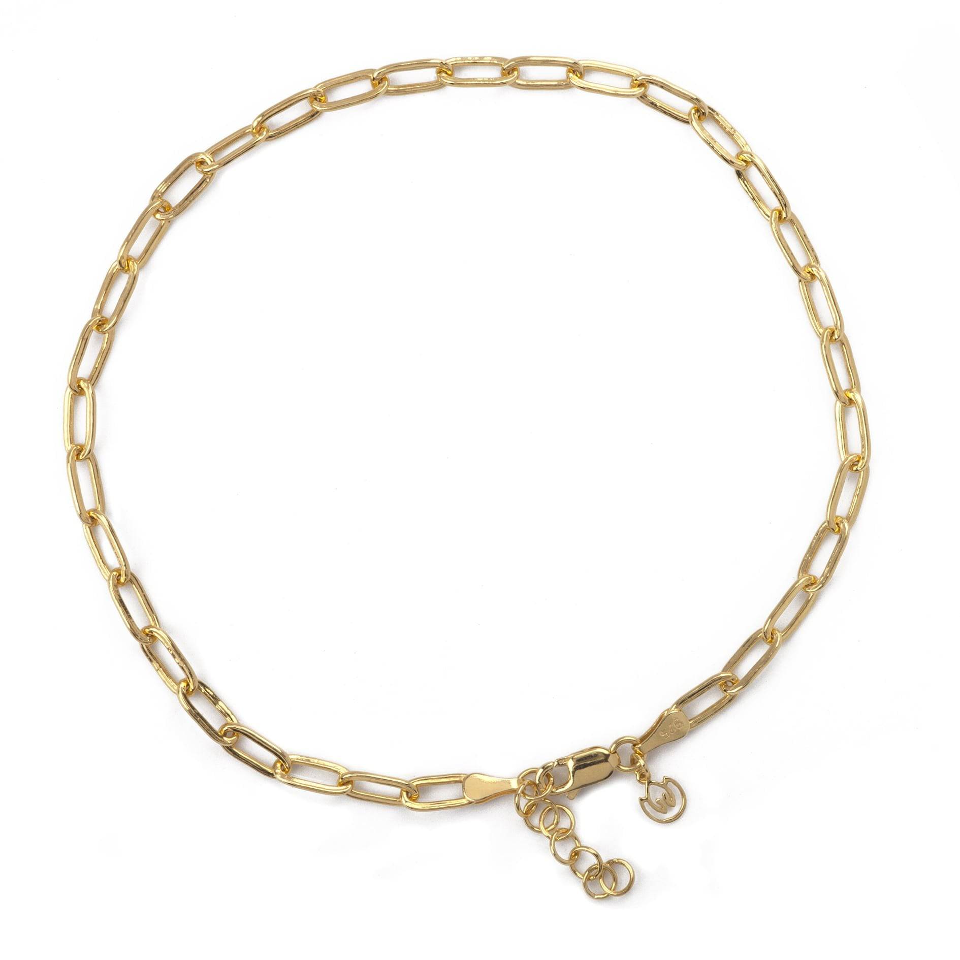 Paper Clip Link Anklet in Sterling Silver and Gold Vermeil