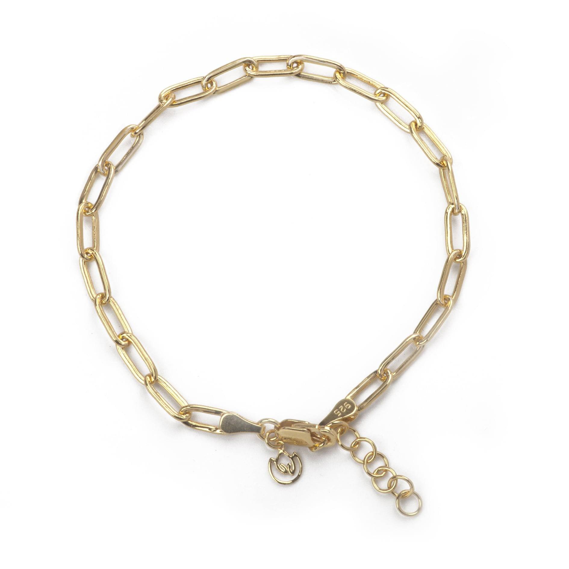 Paper Clip Bracelet In Sterling Silver and Gold Vermeil