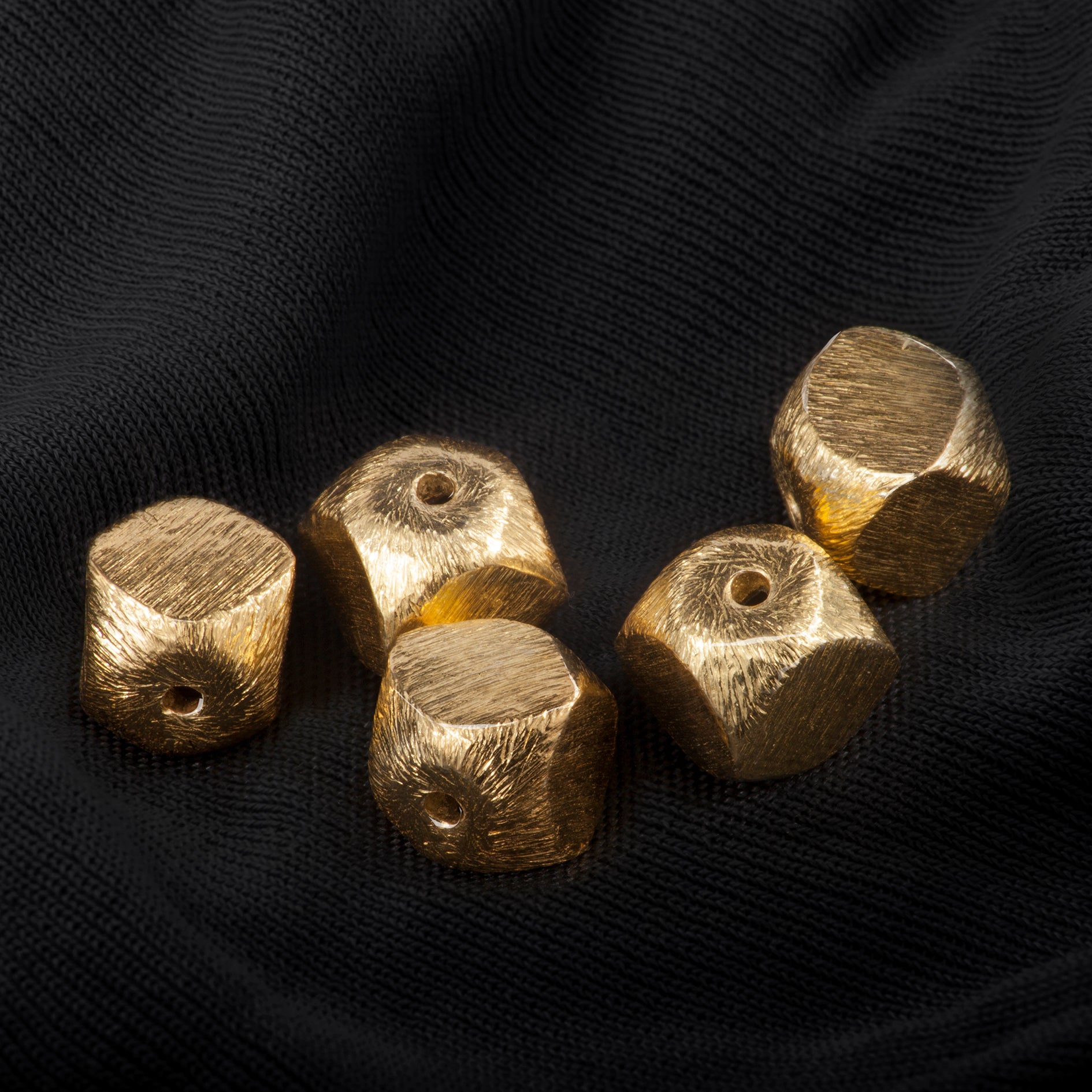Brushed Cube Spacer Beads in Gold Vermeil