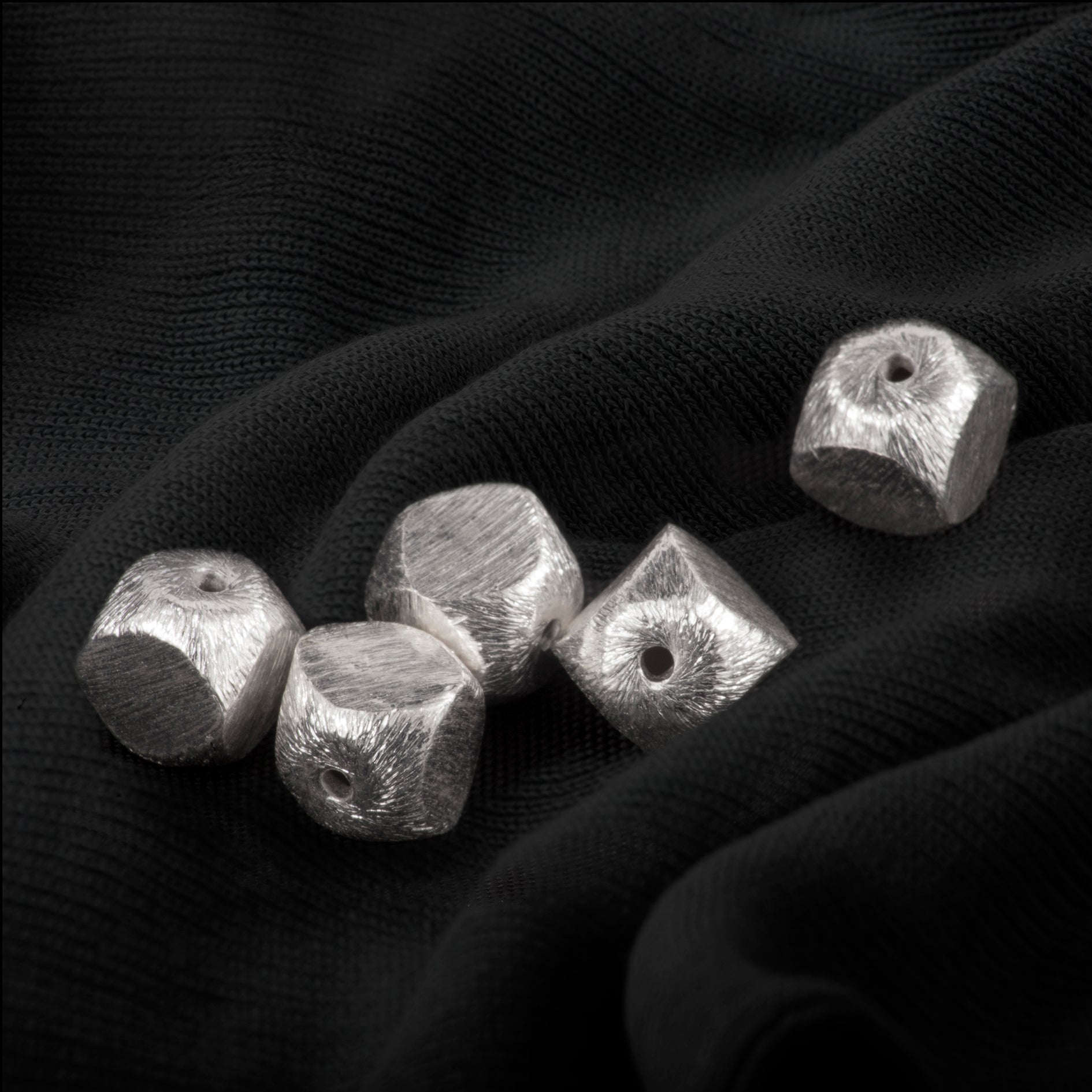 Brushed Cube Spacer Beads in Sterling Silver