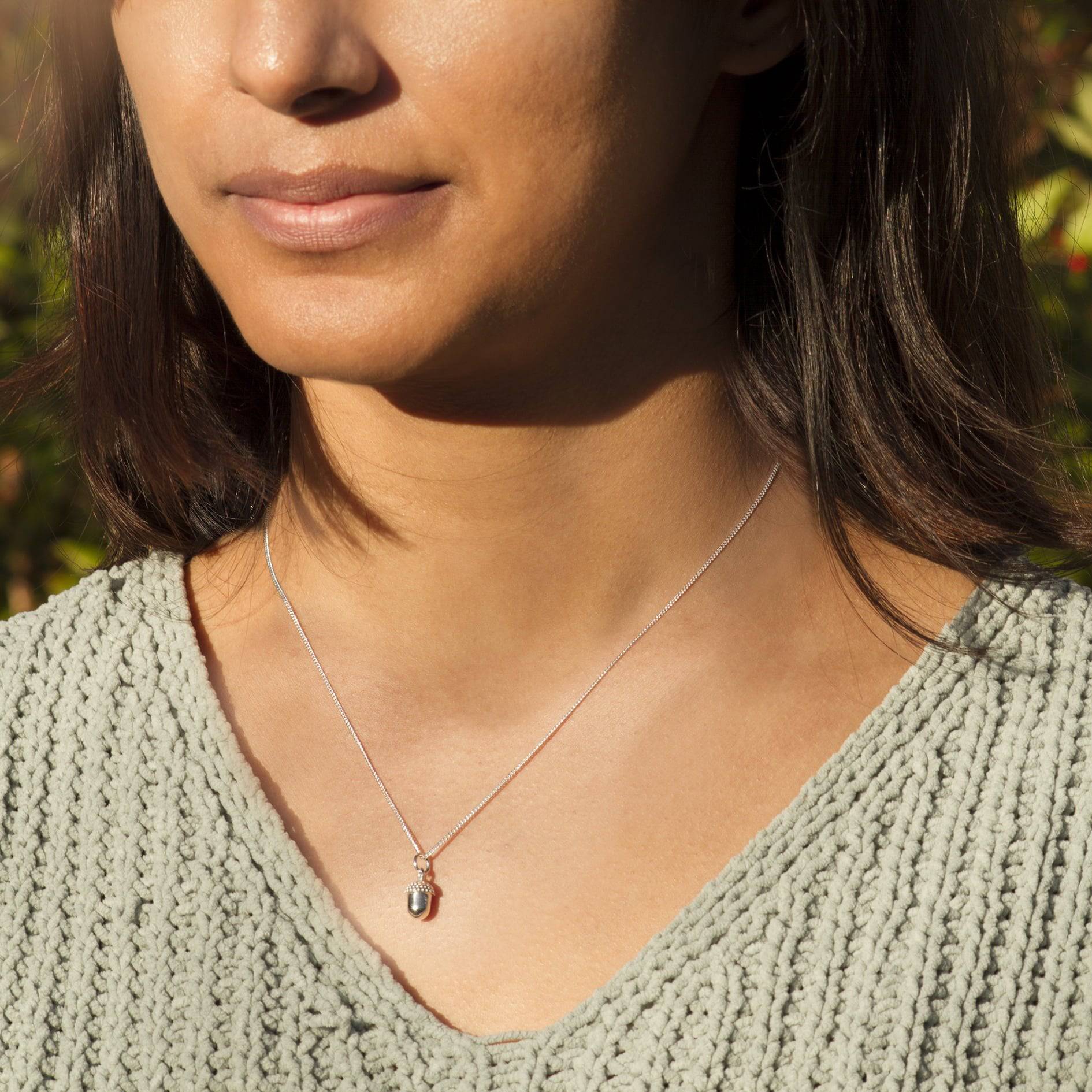 Acorn pendant necklace in sterling silver