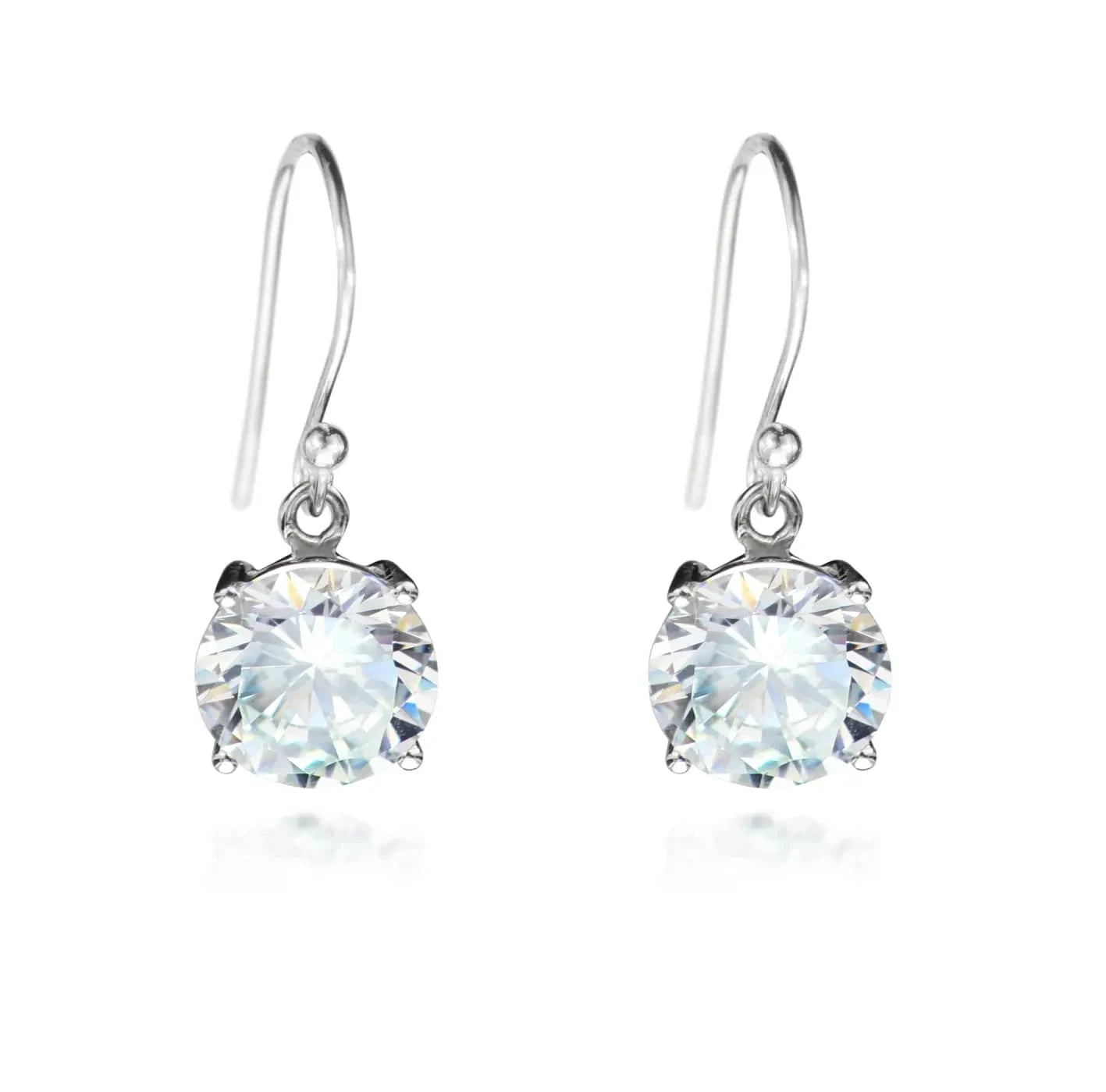 Round Crystal Earrings in Sterling Silver