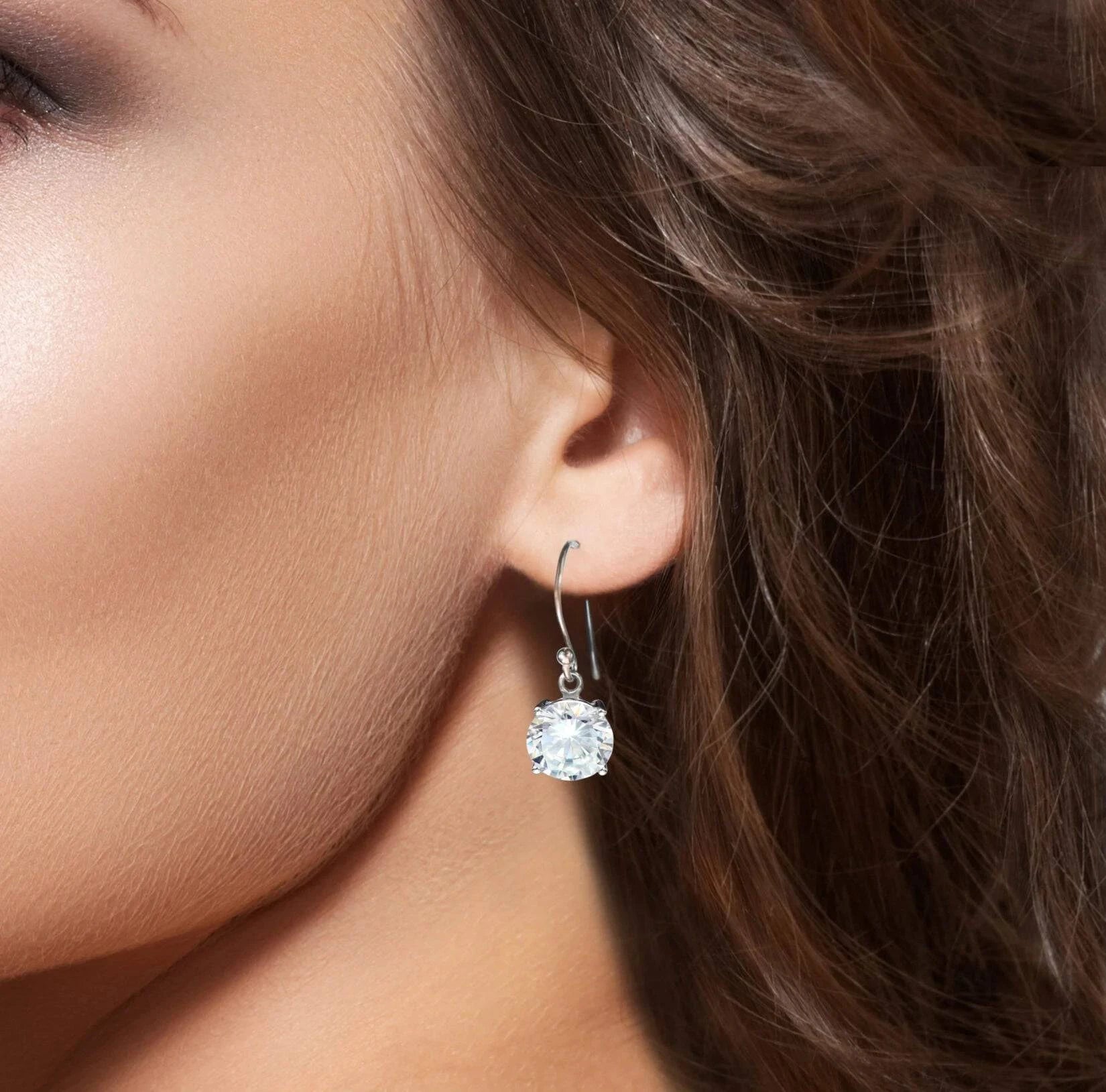 Round Crystal Earrings in Sterling Silver