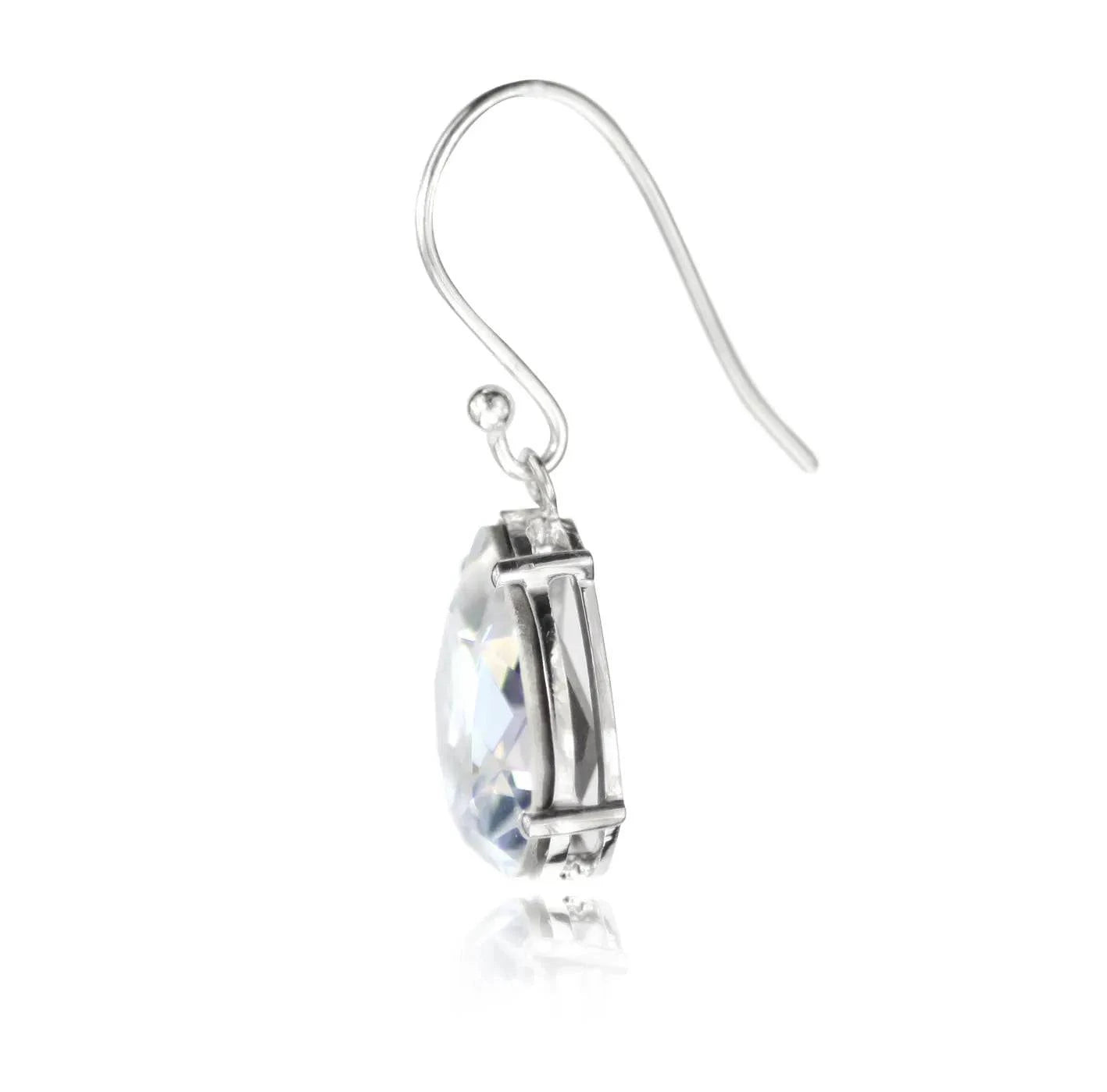 Dangle Earrings with Pear Shaped Crystals in Sterling Silver