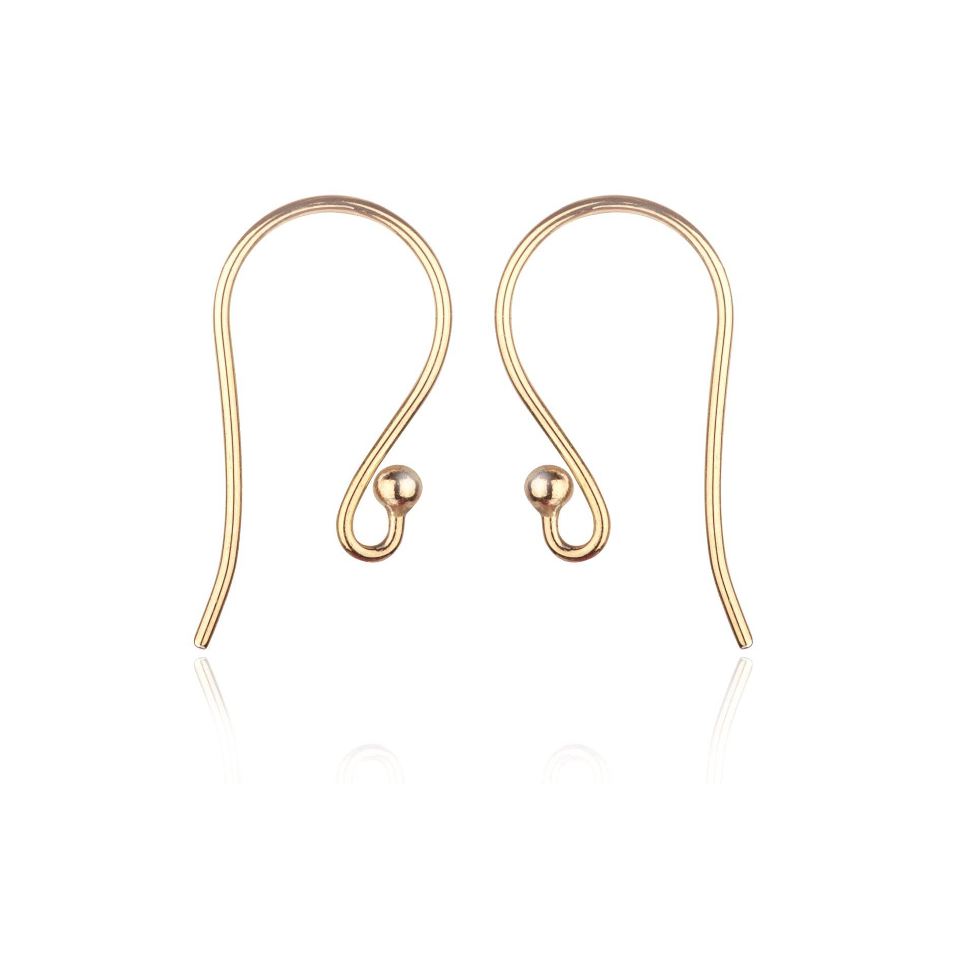 French Wire Earring Ball Hooks 14 k solid Gold - Size 20mm