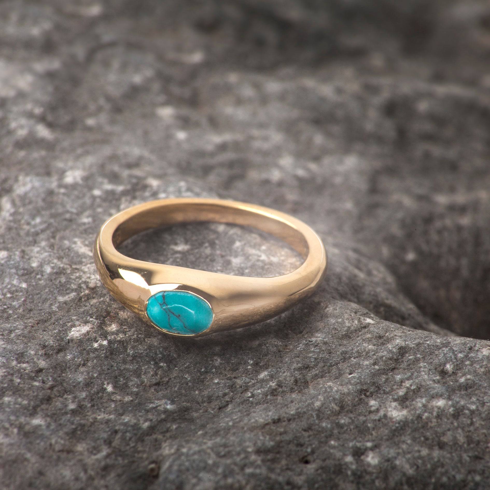Oval Turquoise Signet Ring in Gold Vermeil