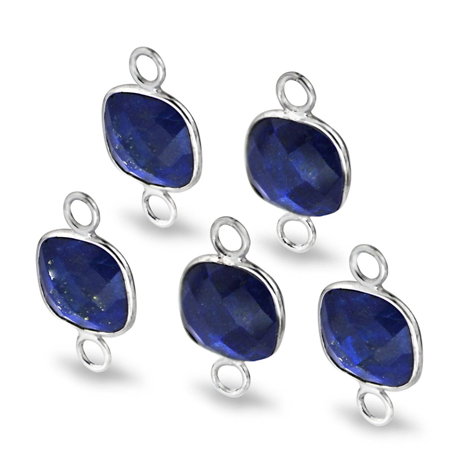 Cushion Shaped 10mm Faceted Lapis Connectors