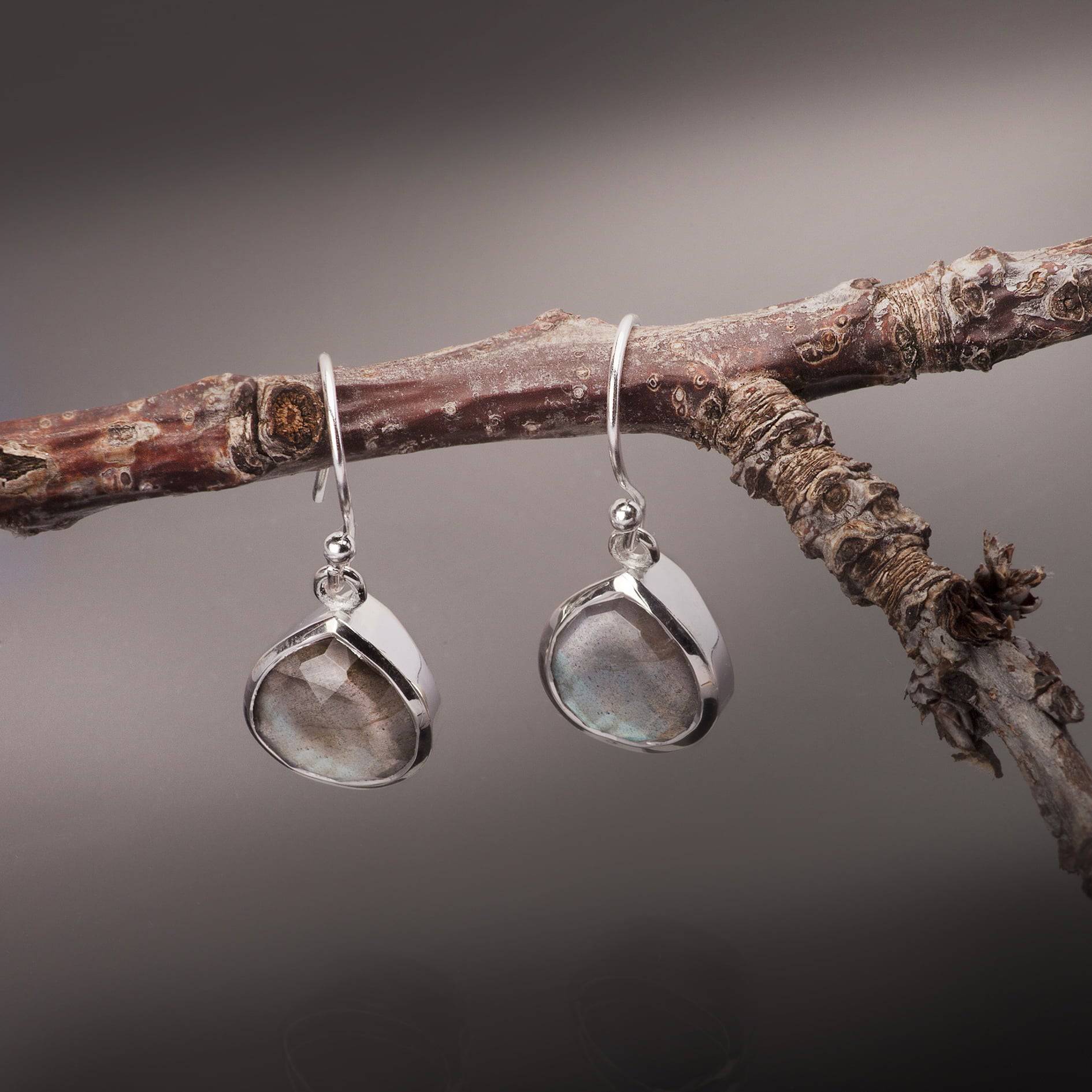 Pear-Shaped Labradorite Earrings in Sterling Silver from Jewellery Set
