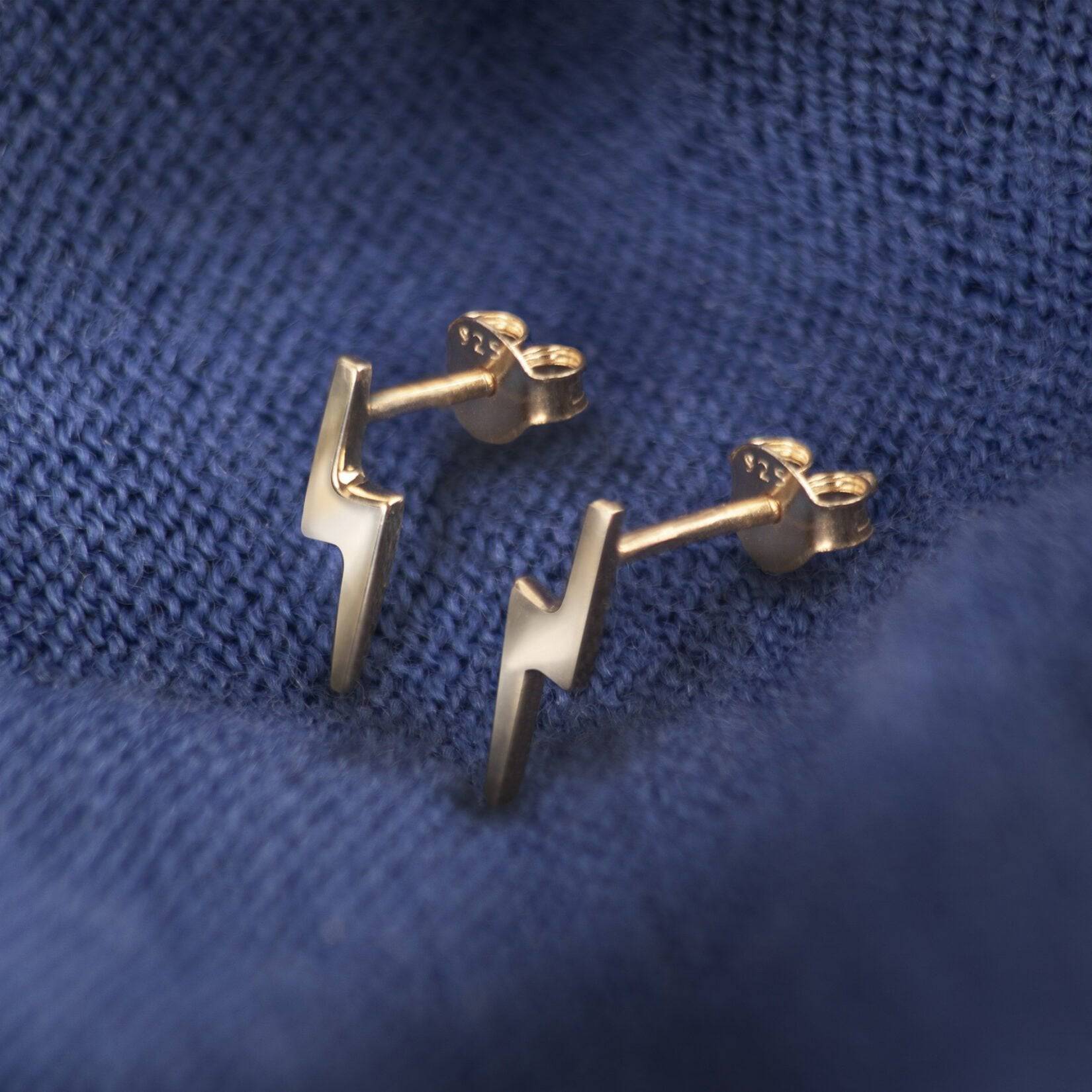 Lightning Bolt Studs in Gold Vermeil