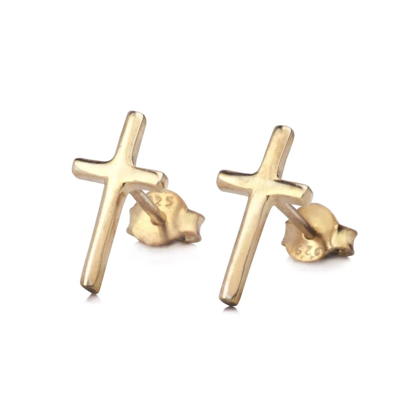 Plain Cross Stud in Gold Vermeil
