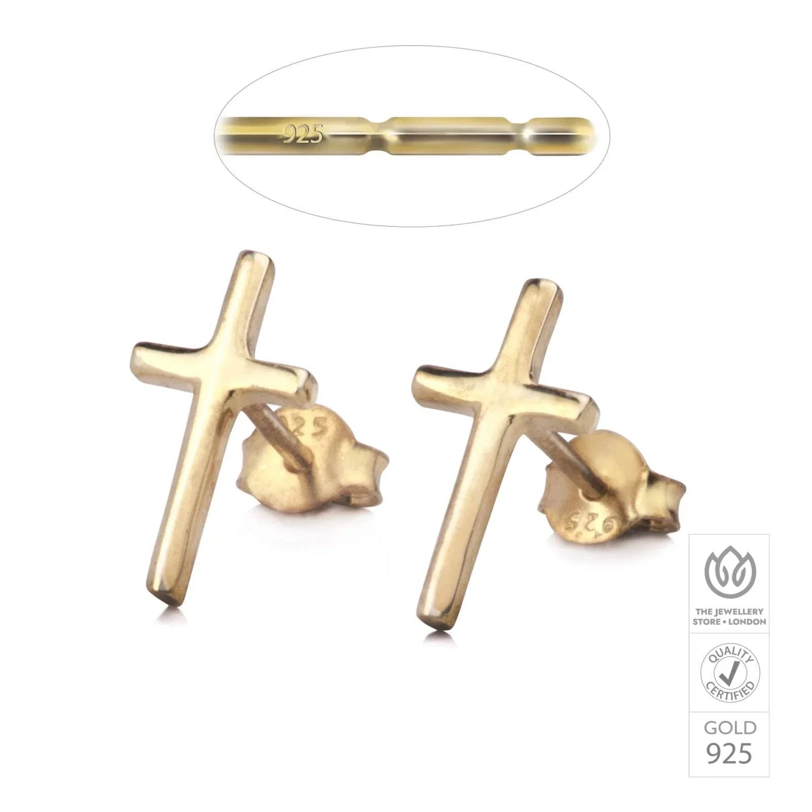 Plain Cross Stud in Gold Vermeil