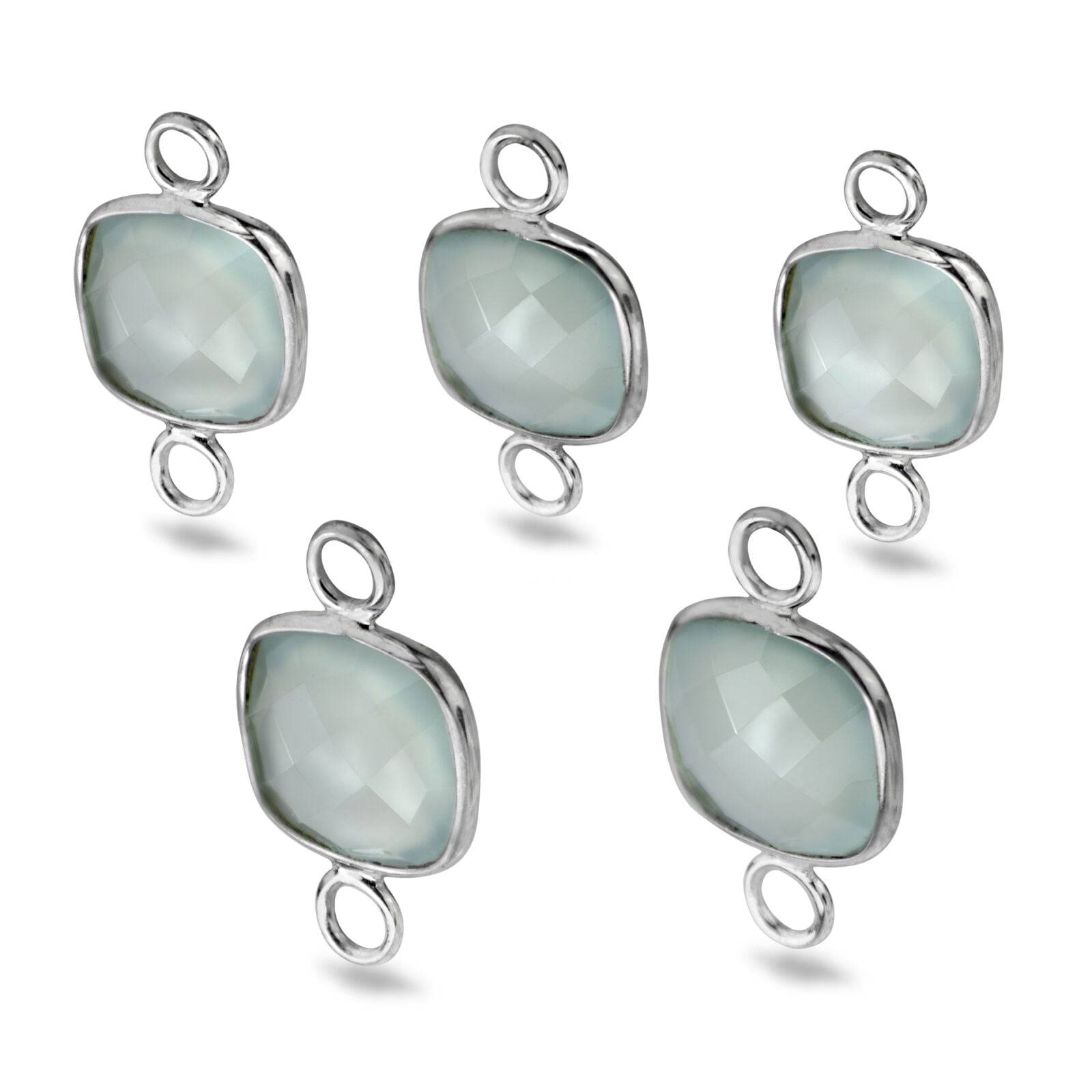 Cushion Shaped 10mm Faceted Aqual Calci Connectors