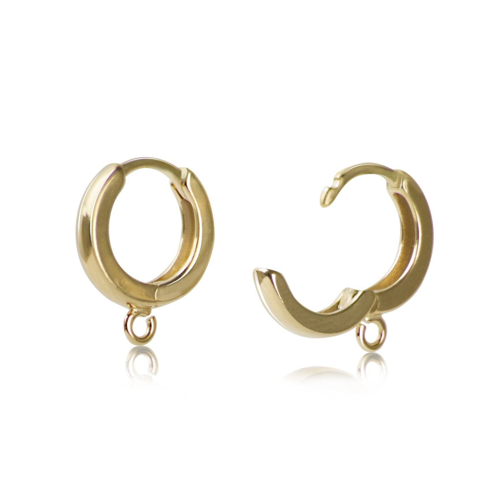 Hinged Huggy Hoops Earring Findings in Gold Vermeil- 12mm Diameter
