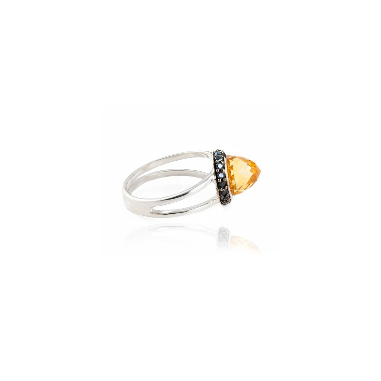 Istanbul Energy Citrine and Black Spinel Ring in Sterling Silver