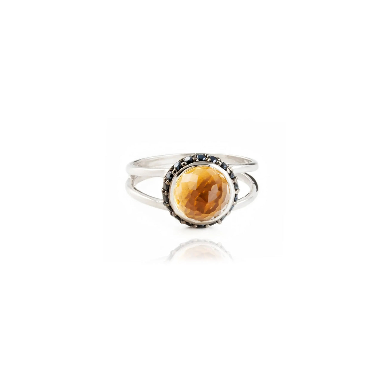 Istanbul Energy Citrine and Black Spinel Ring in Sterling Silver