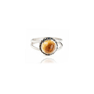 Istanbul Energy Citrine and Black Spinel Ring in Sterling Silver